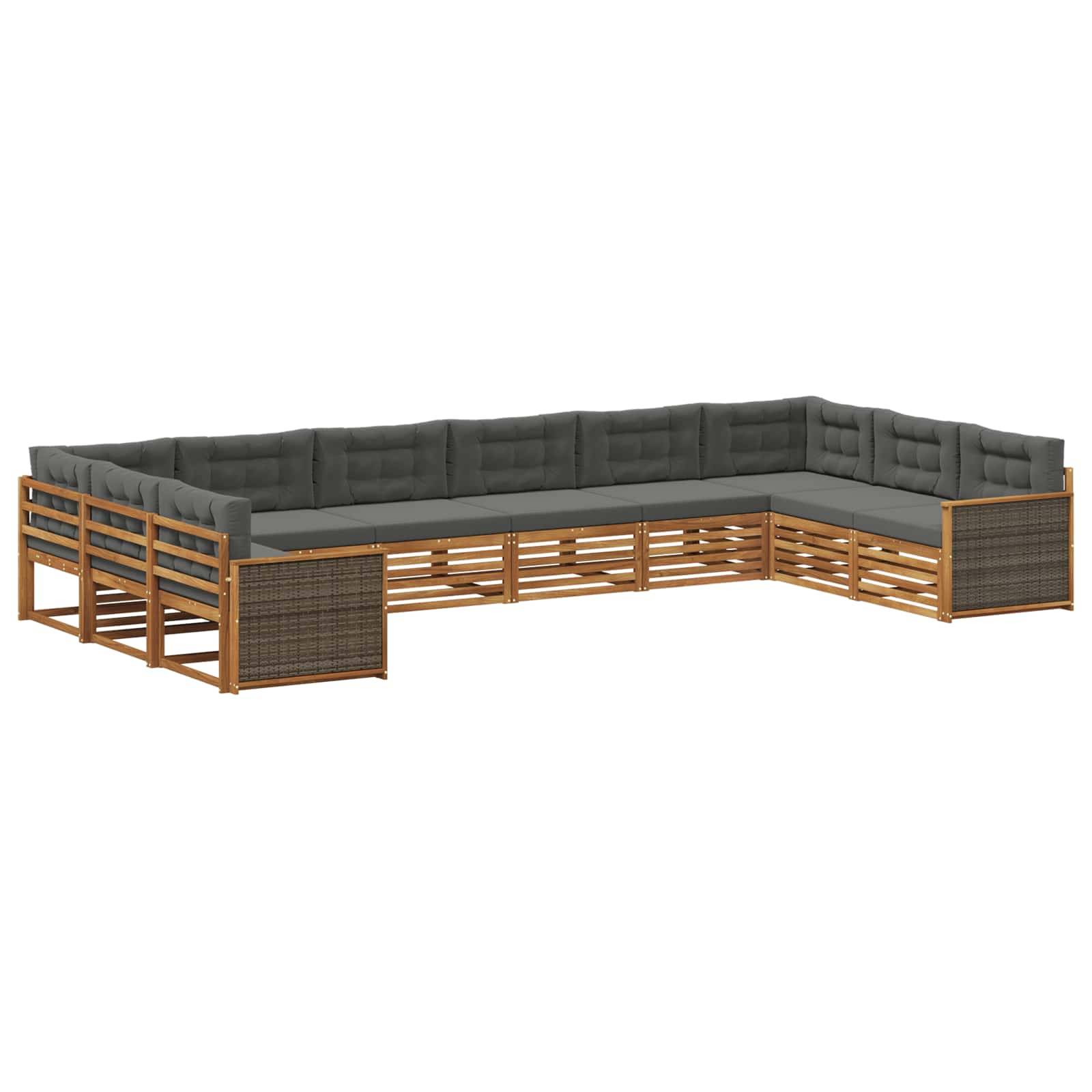 vidaXL Sofagarnituren mit Kissen 10 pcs Massivholz Akazie