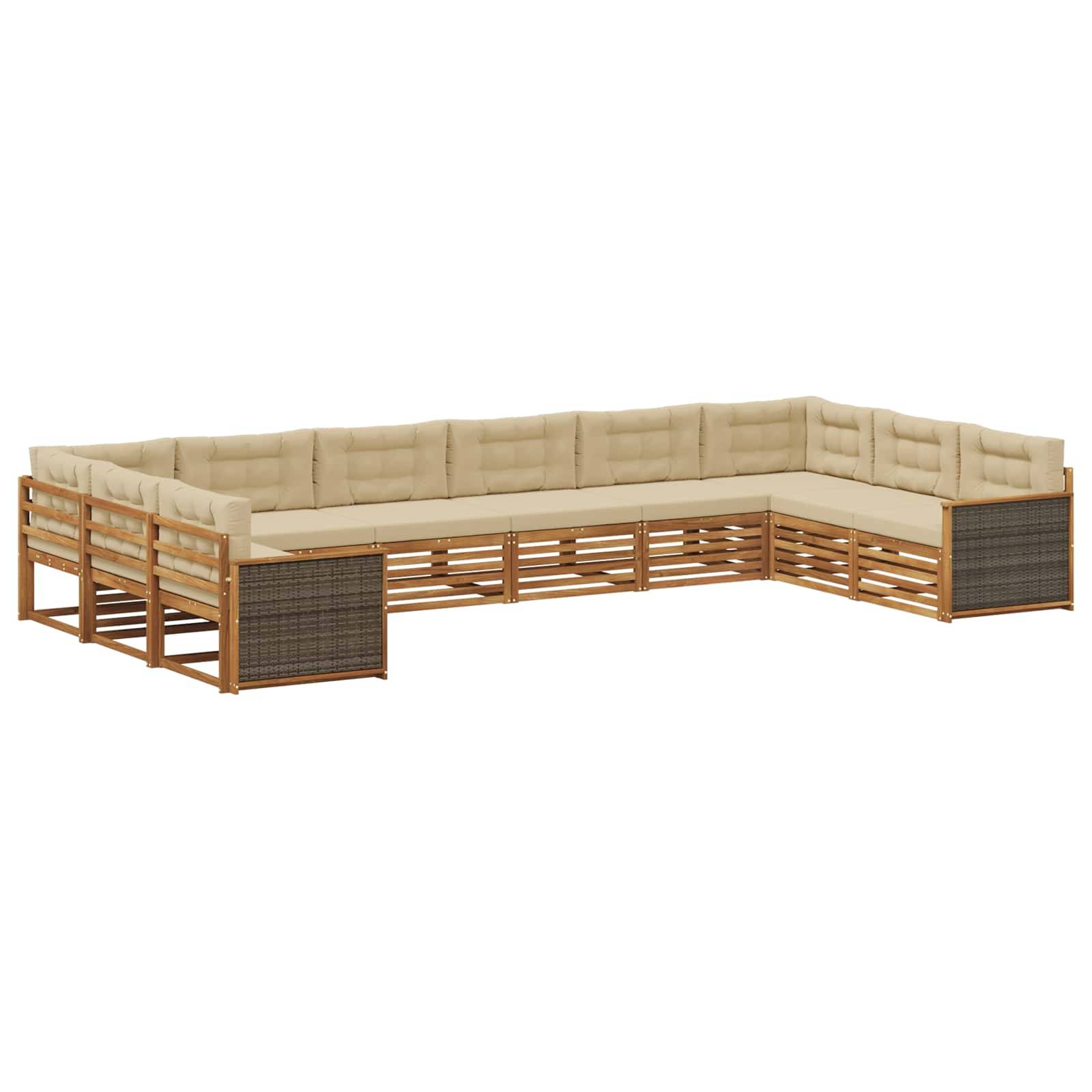 vidaXL Sofagarnituren mit Kissen 10 pcs Massivholz Akazie