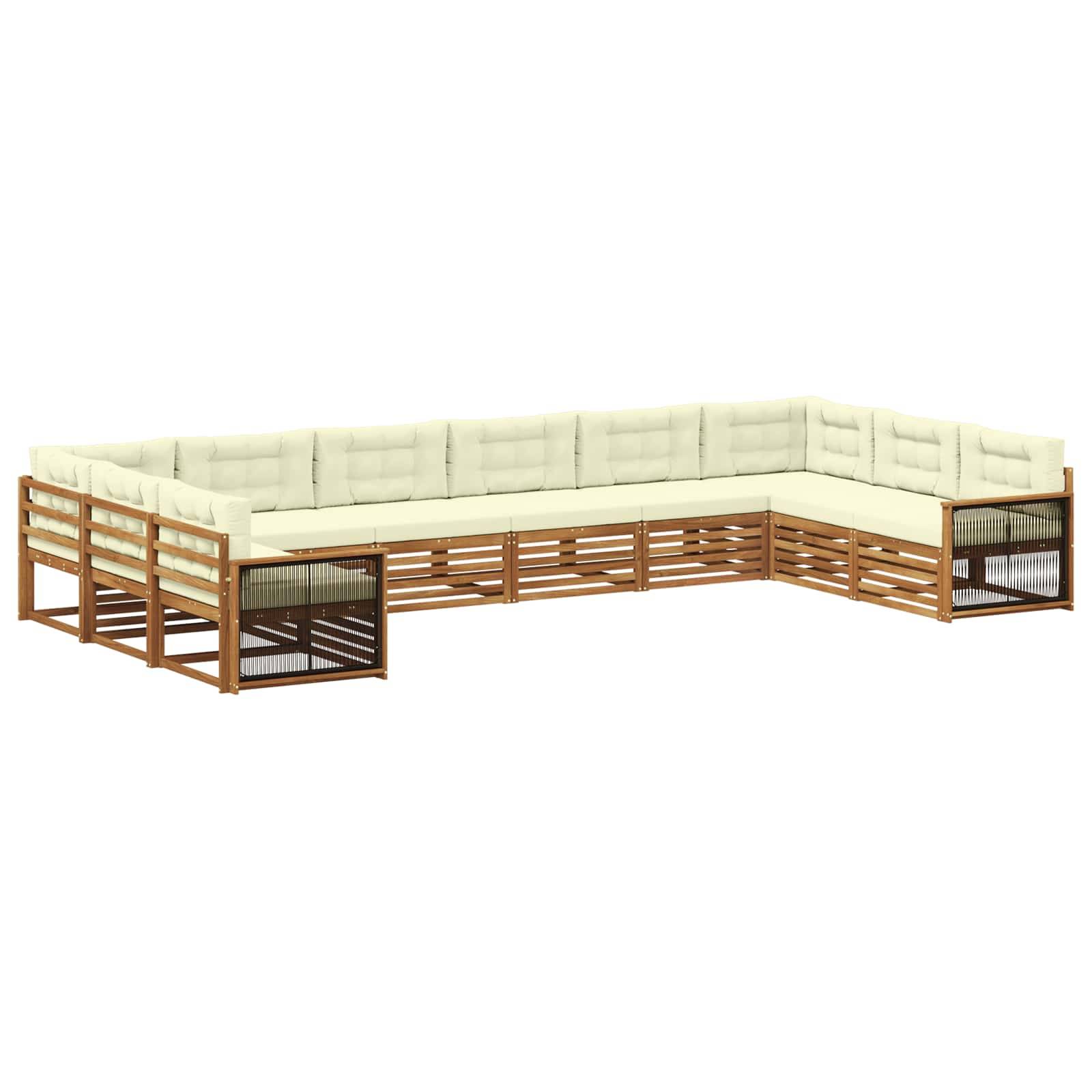 vidaXL Sofagarnituren mit Kissen 10 pcs Massivholz Akazie