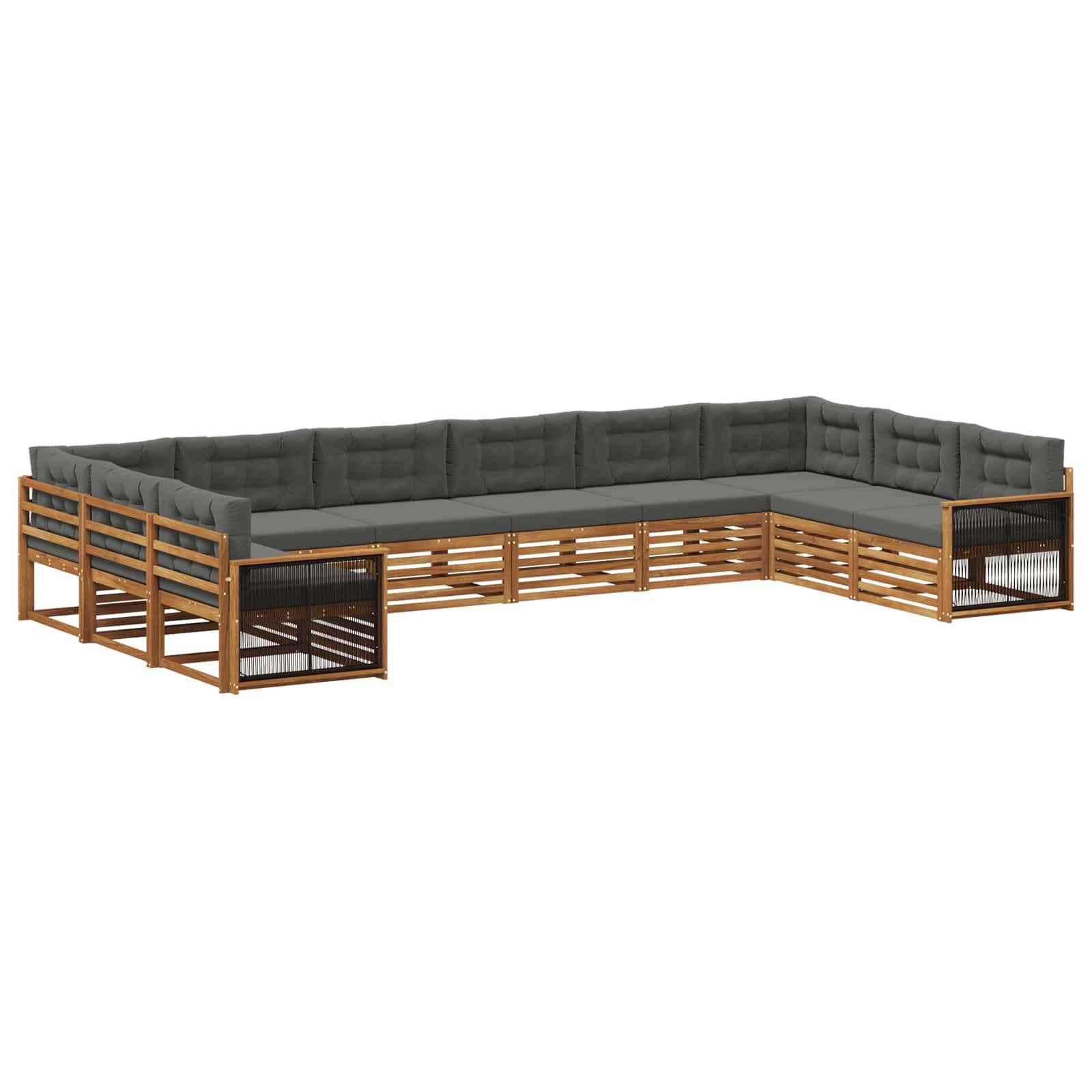 vidaXL Sofagarnituren mit Kissen 10 pcs Massivholz Akazie
