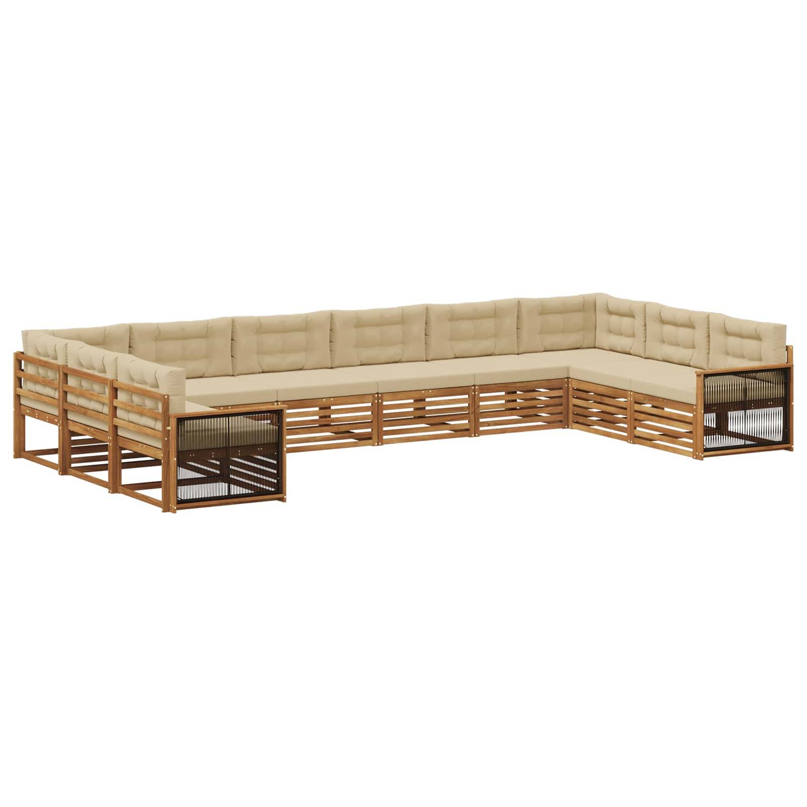 vidaXL Sofagarnituren mit Kissen 10 pcs Massivholz Akazie