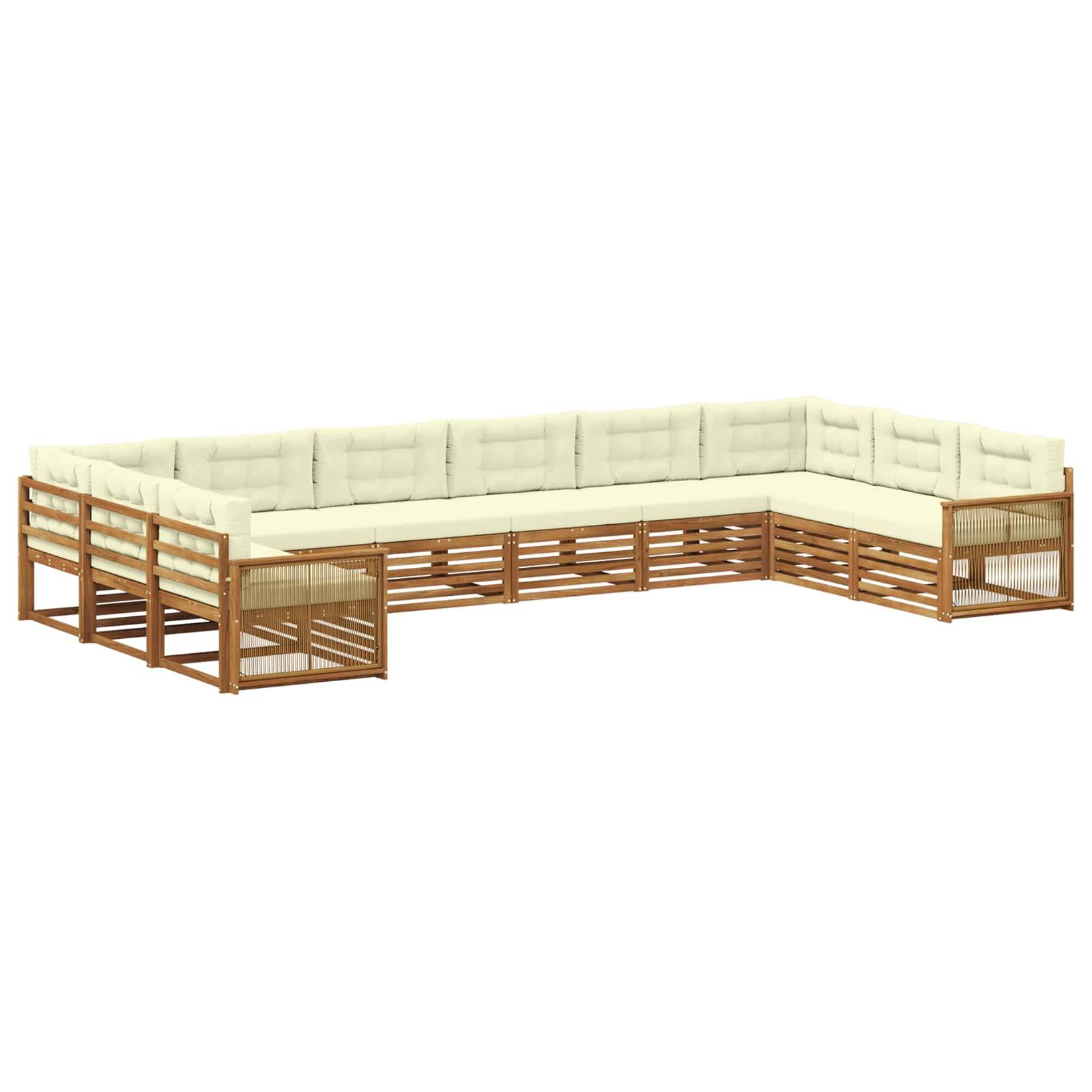 vidaXL Sofagarnituren mit Kissen 10 pcs Massivholz Akazie