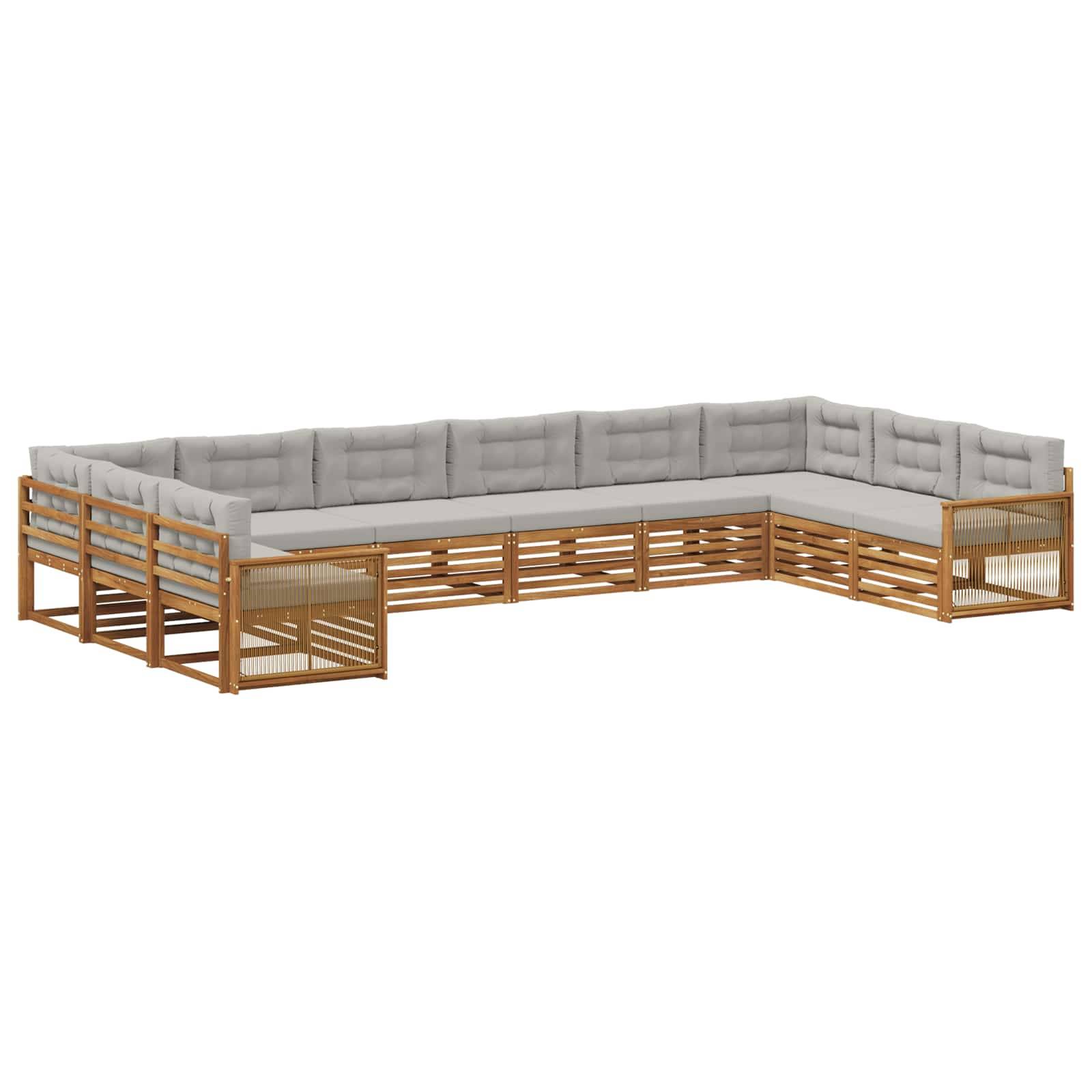 vidaXL Sofagarnituren mit Kissen 10 pcs Massivholz Akazie