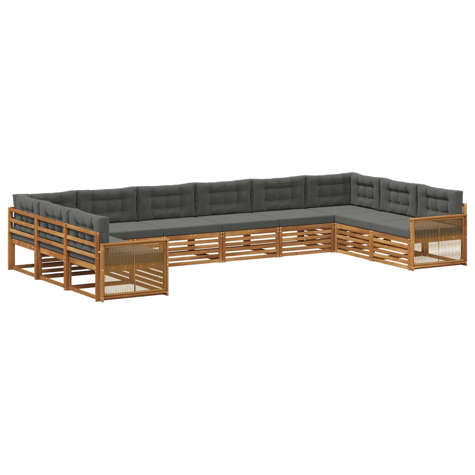 vidaXL Sofagarnituren mit Kissen 10 pcs Massivholz Akazie