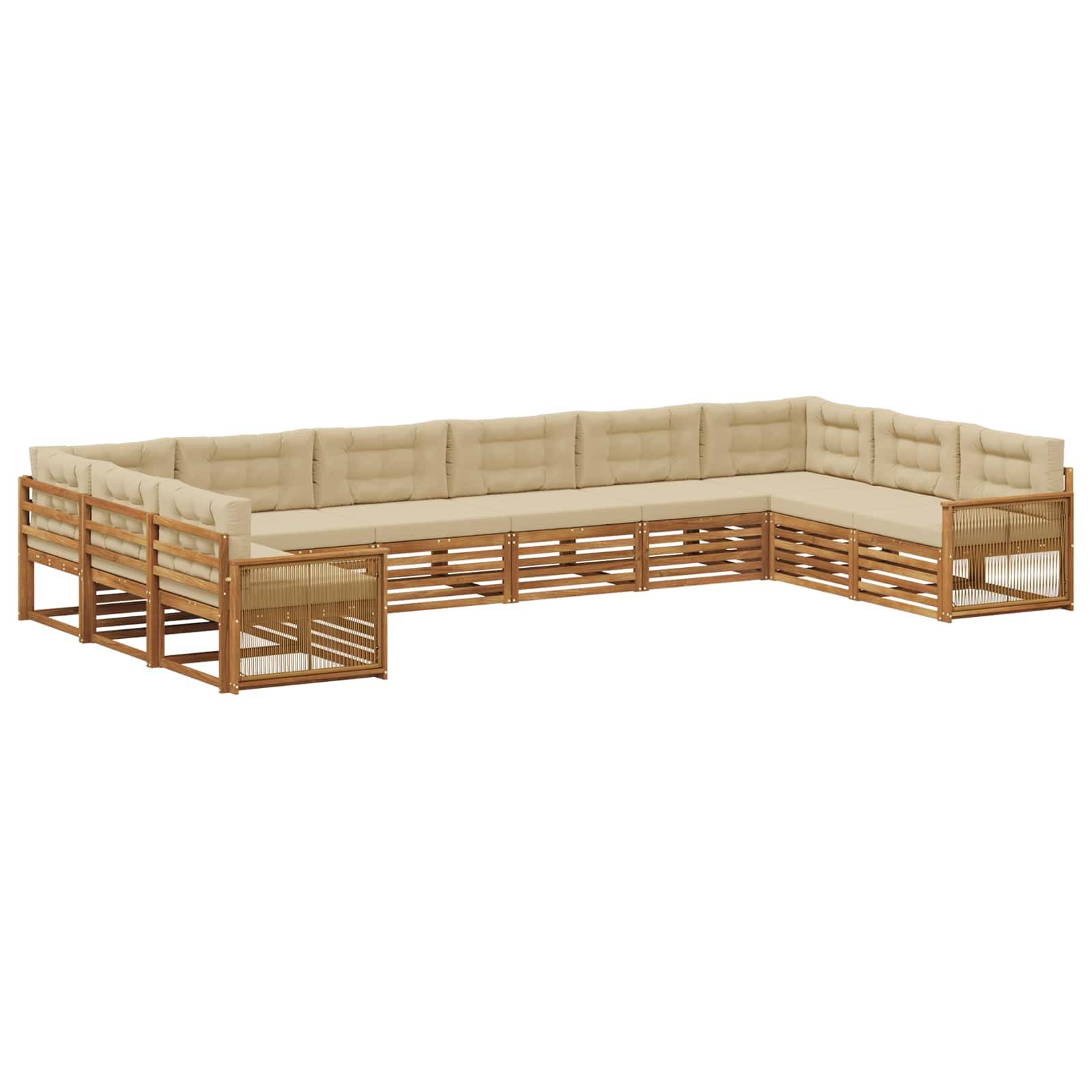 vidaXL Sofagarnituren mit Kissen 10 pcs Massivholz Akazie