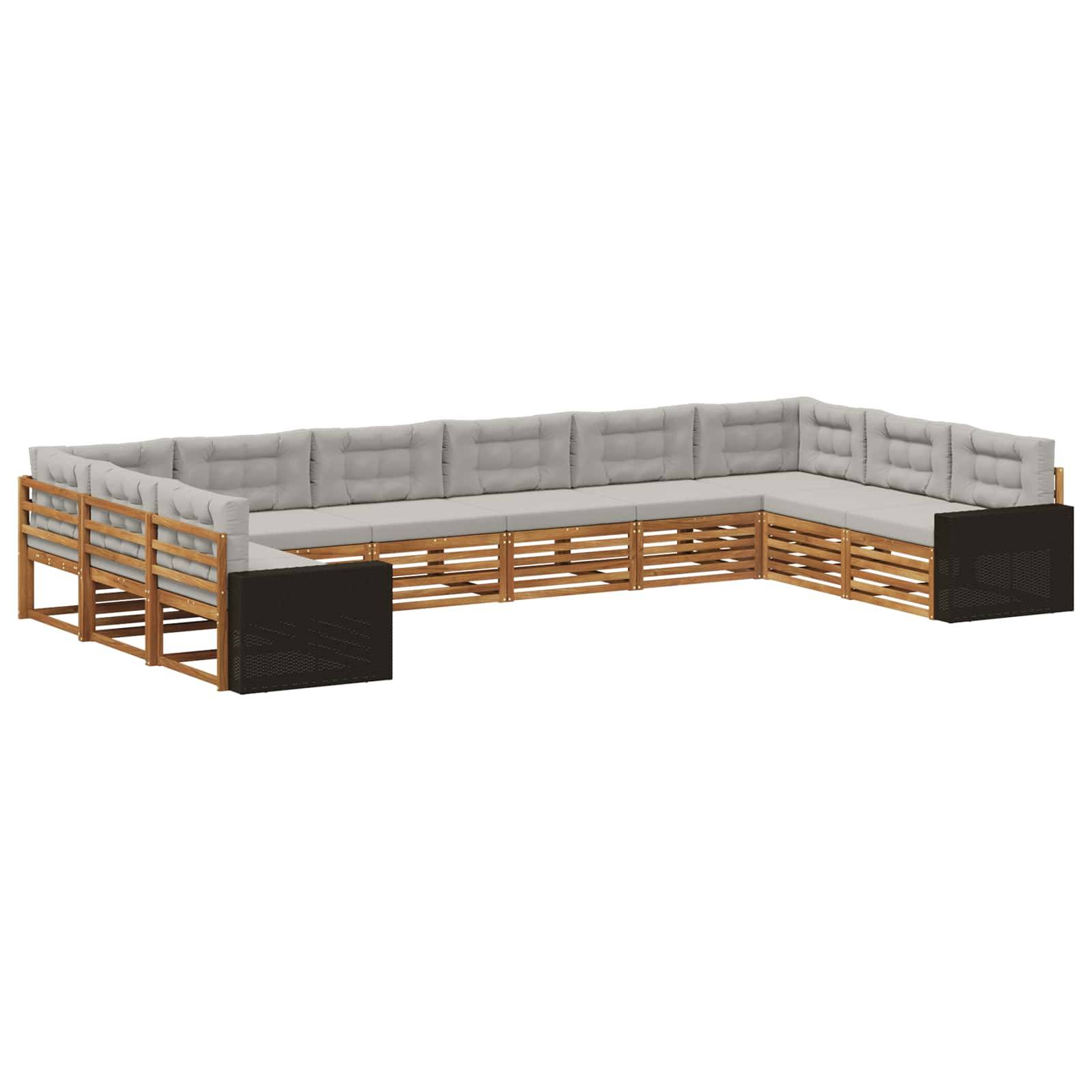 vidaXL Sofagarnituren mit Kissen 10 pcs Massivholz Akazie