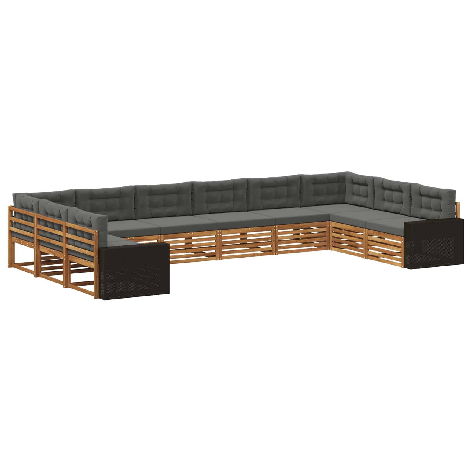 vidaXL Sofagarnituren mit Kissen 10 pcs Massivholz Akazie