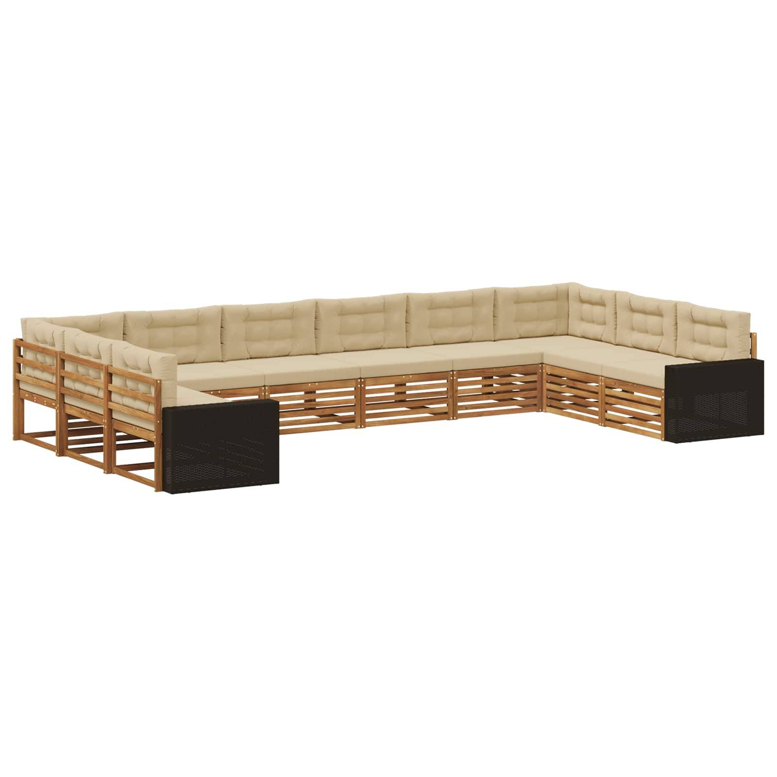 vidaXL Sofagarnituren mit Kissen 10 pcs Massivholz Akazie