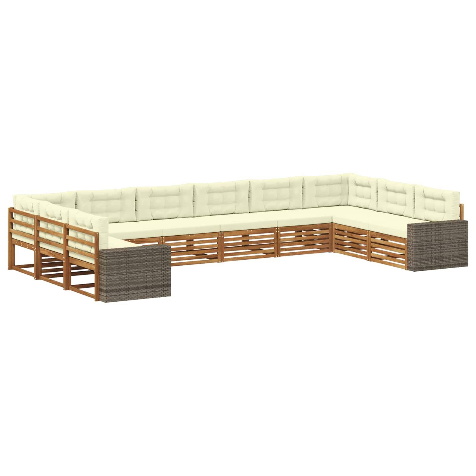 vidaXL Sofagarnituren mit Kissen 10 pcs Massivholz Akazie