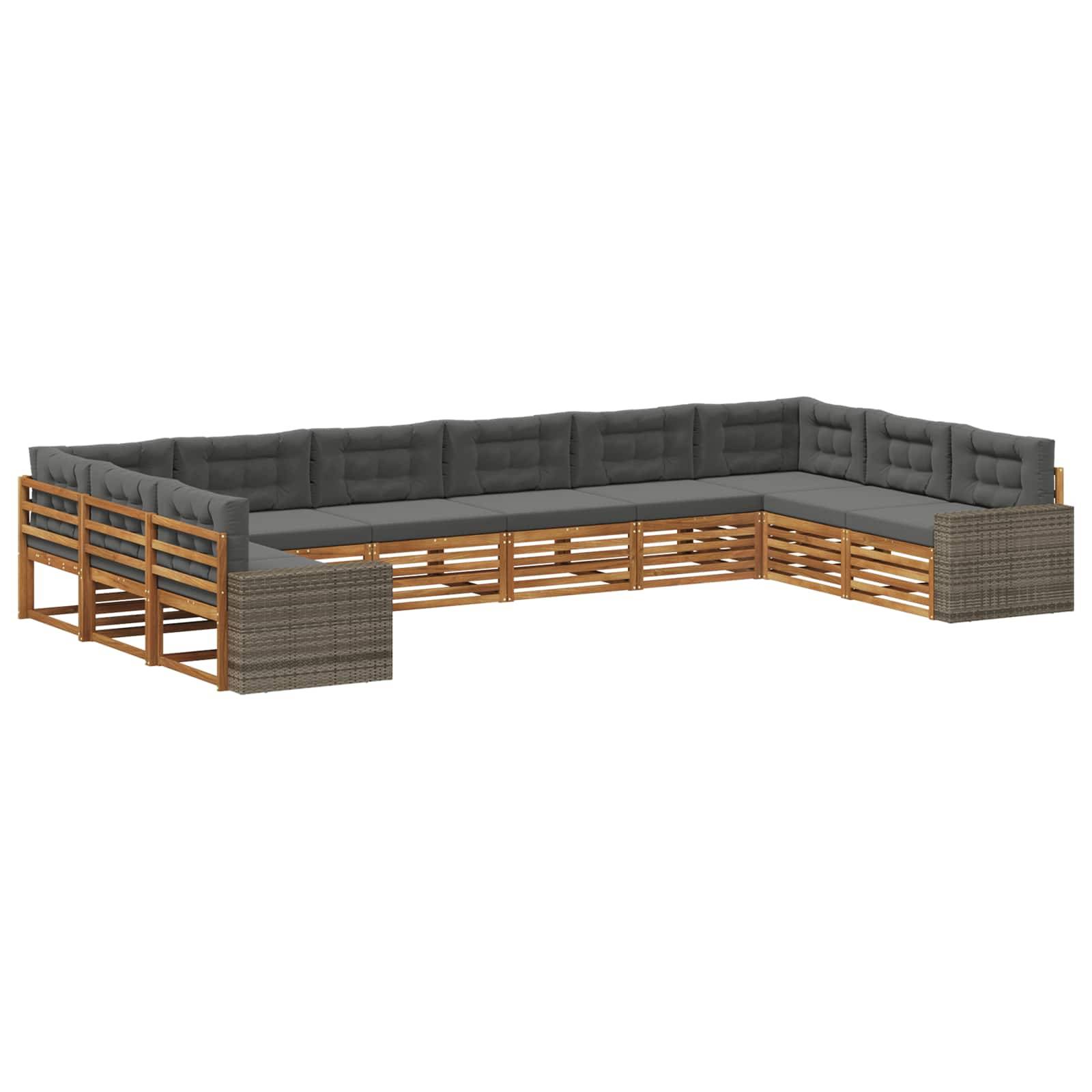 vidaXL Sofagarnituren mit Kissen 10 pcs Massivholz Akazie