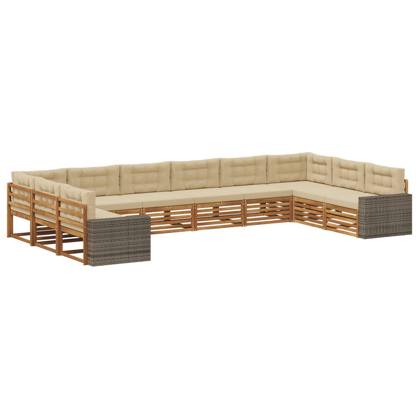 vidaXL Sofagarnituren mit Kissen 10 pcs Massivholz Akazie