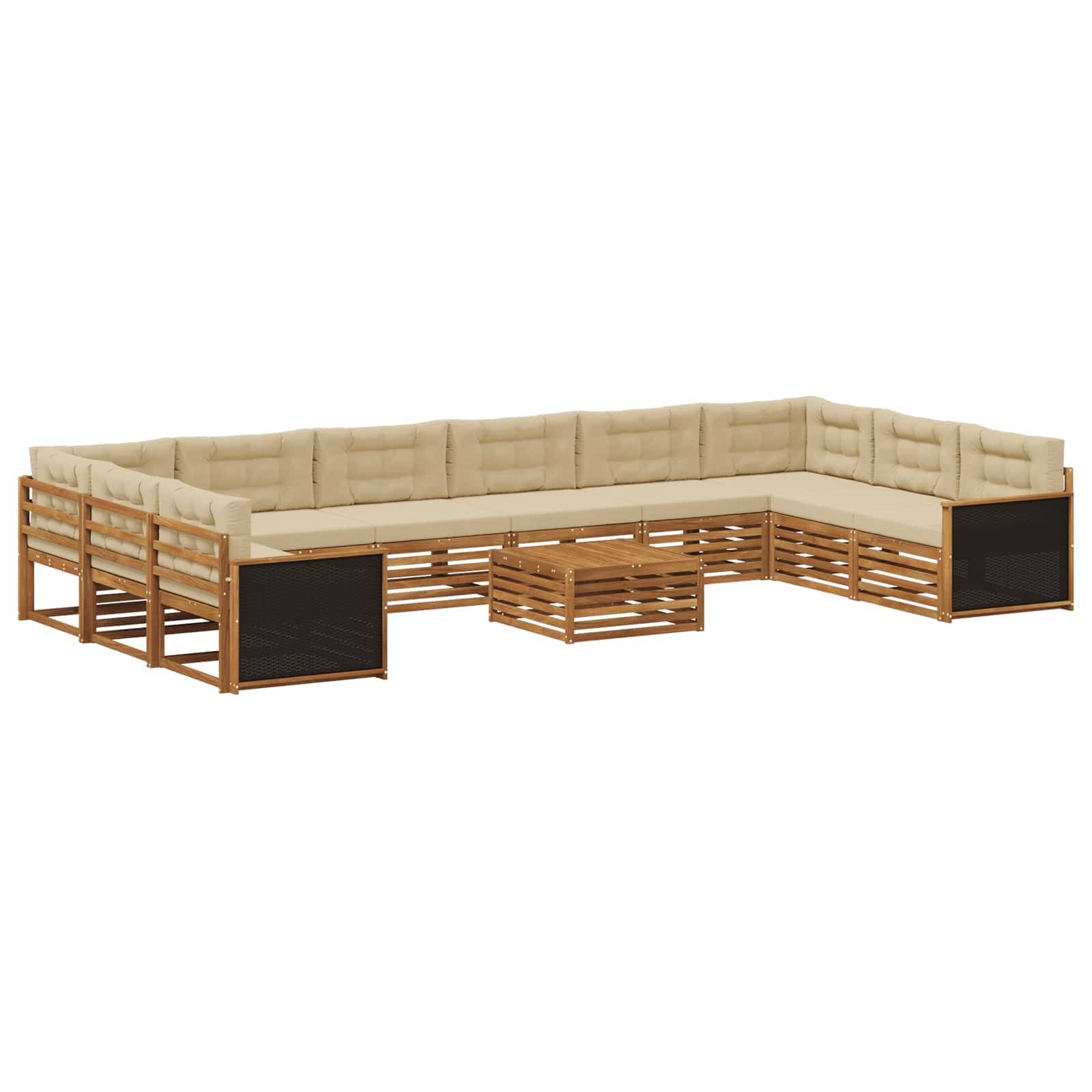 vidaXL Sofagarnituren mit Kissen 11 pcs Massivholz Akazie