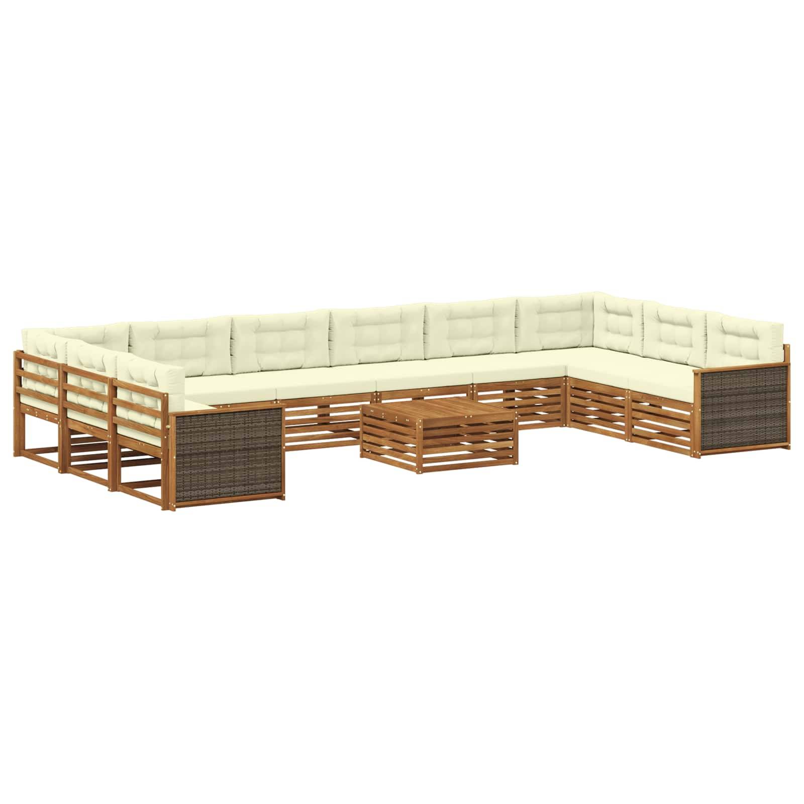 vidaXL Sofagarnituren mit Kissen 11 pcs Massivholz Akazie