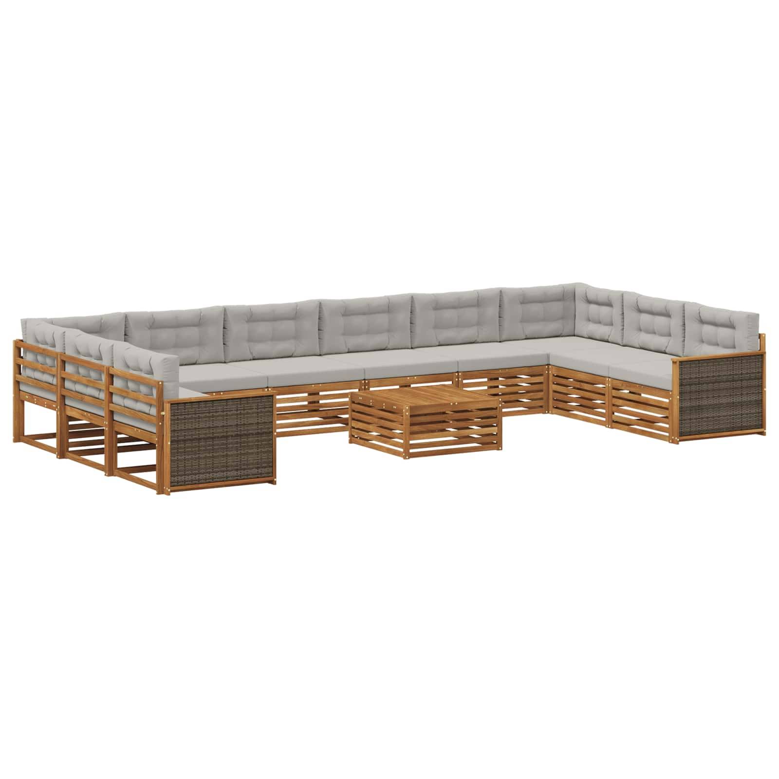 vidaXL Sofagarnituren mit Kissen 11 pcs Massivholz Akazie