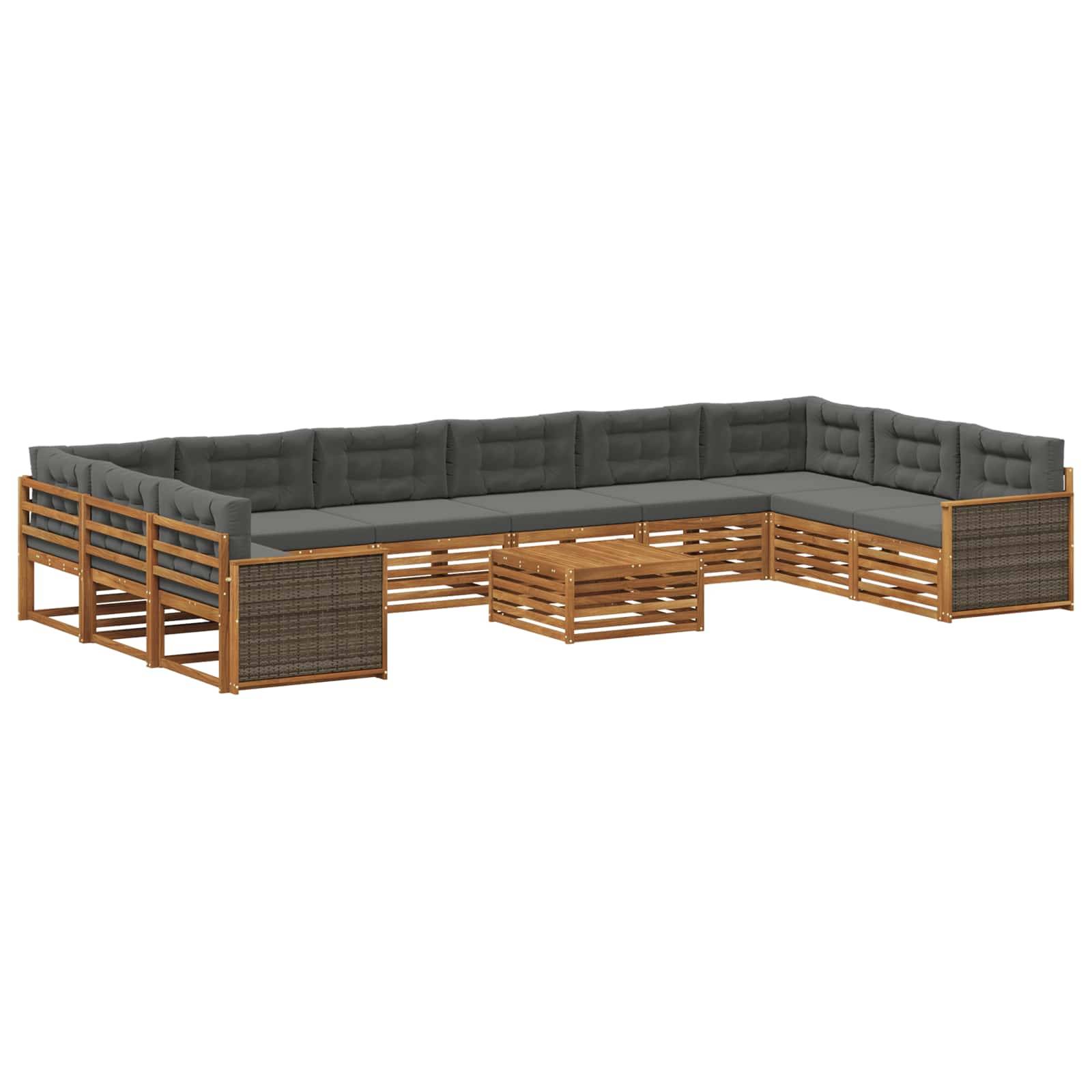 vidaXL Sofagarnituren mit Kissen 11 pcs Massivholz Akazie
