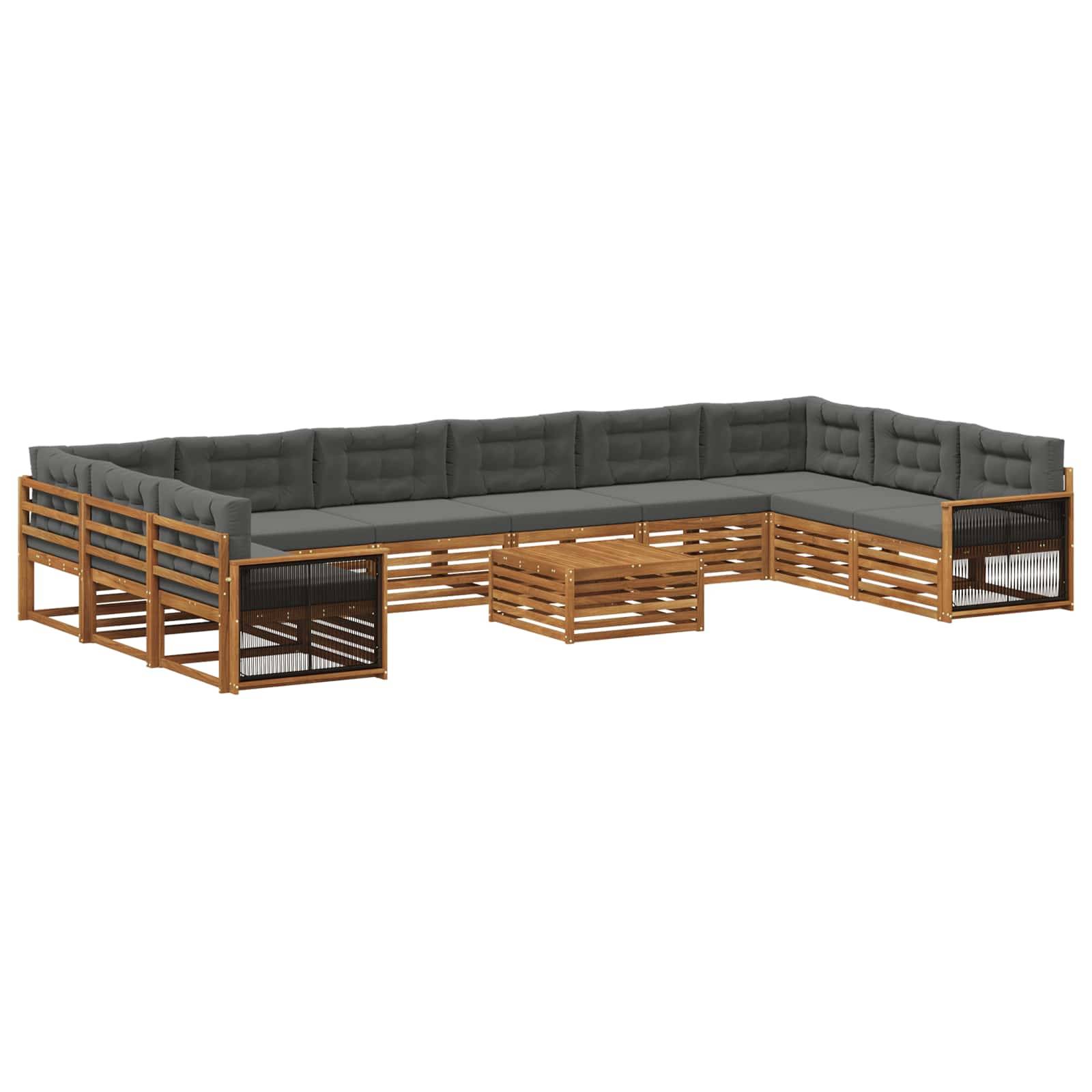 vidaXL Sofagarnituren mit Kissen 11 pcs Massivholz Akazie