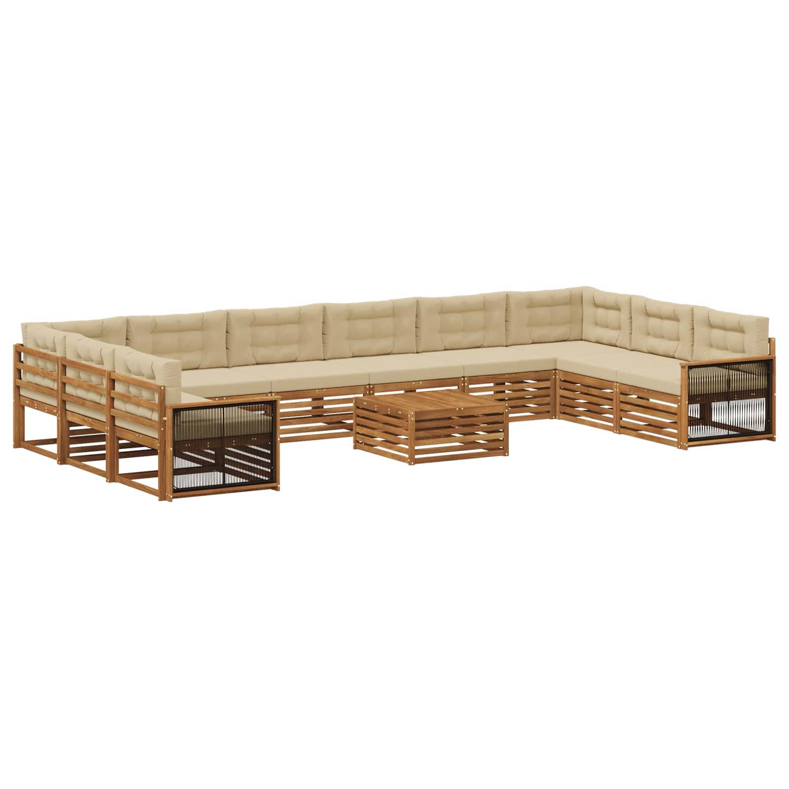 vidaXL Sofagarnituren mit Kissen 11 pcs Massivholz Akazie