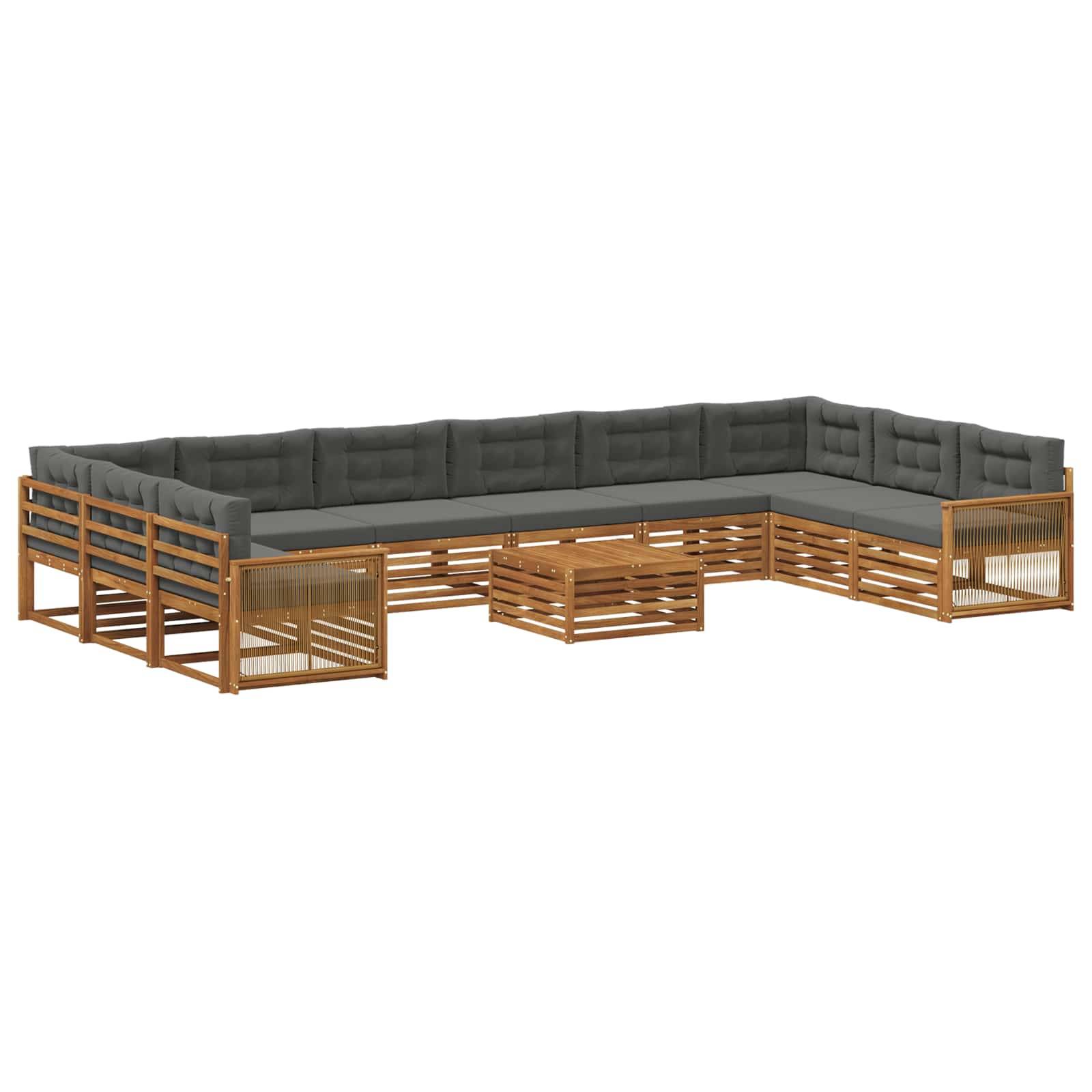 vidaXL Sofagarnituren mit Kissen 11 pcs Massivholz Akazie