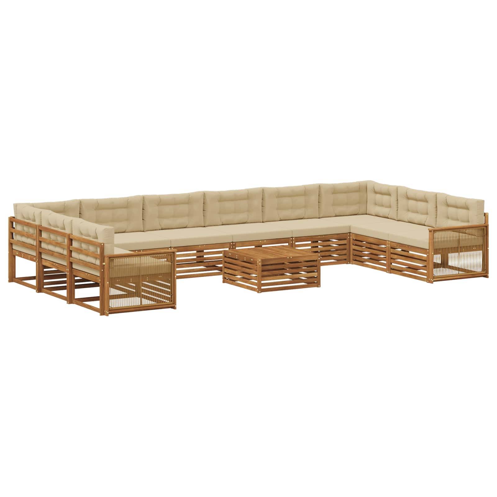 vidaXL Sofagarnituren mit Kissen 11 pcs Massivholz Akazie