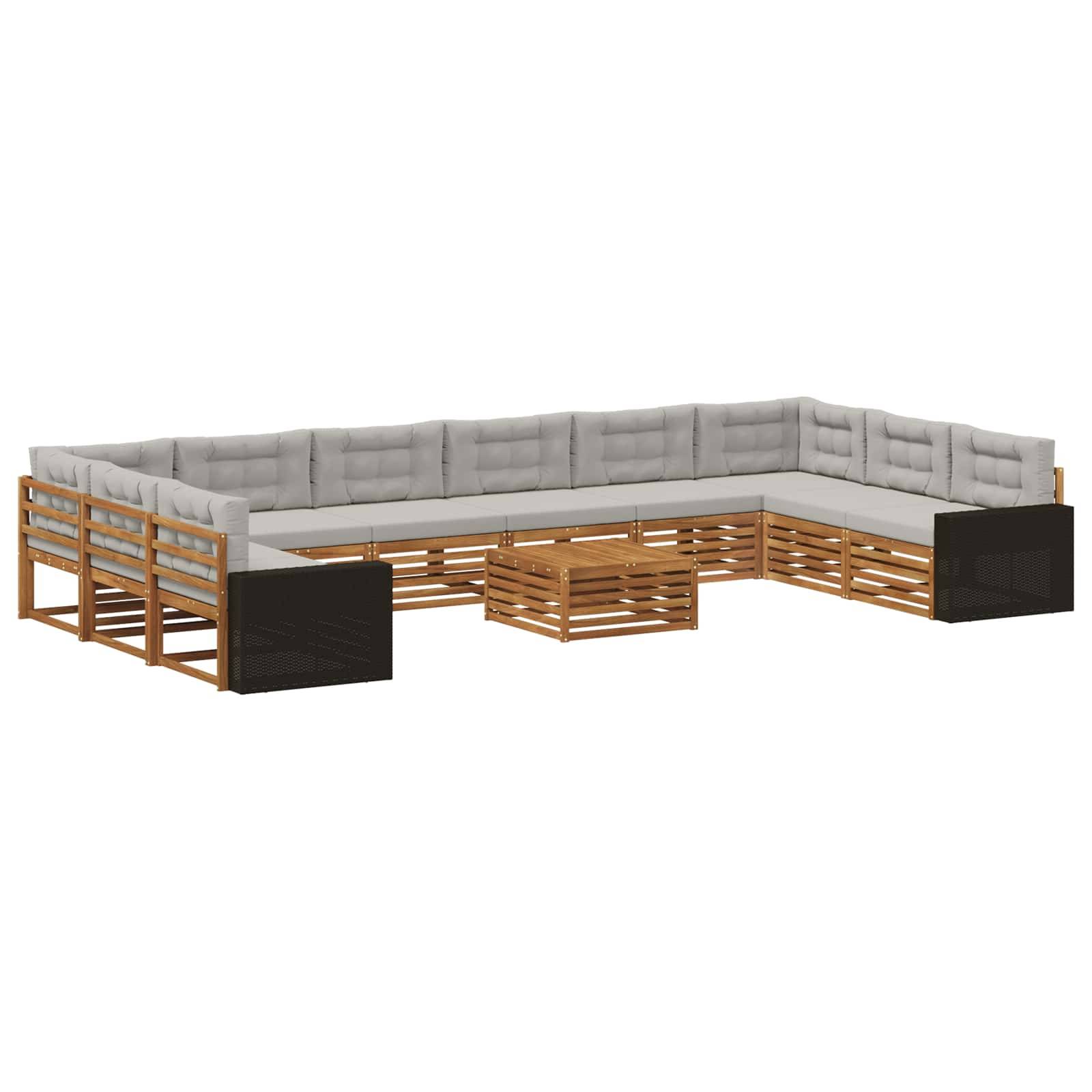 vidaXL Sofagarnituren mit Kissen 11 pcs Massivholz Akazie