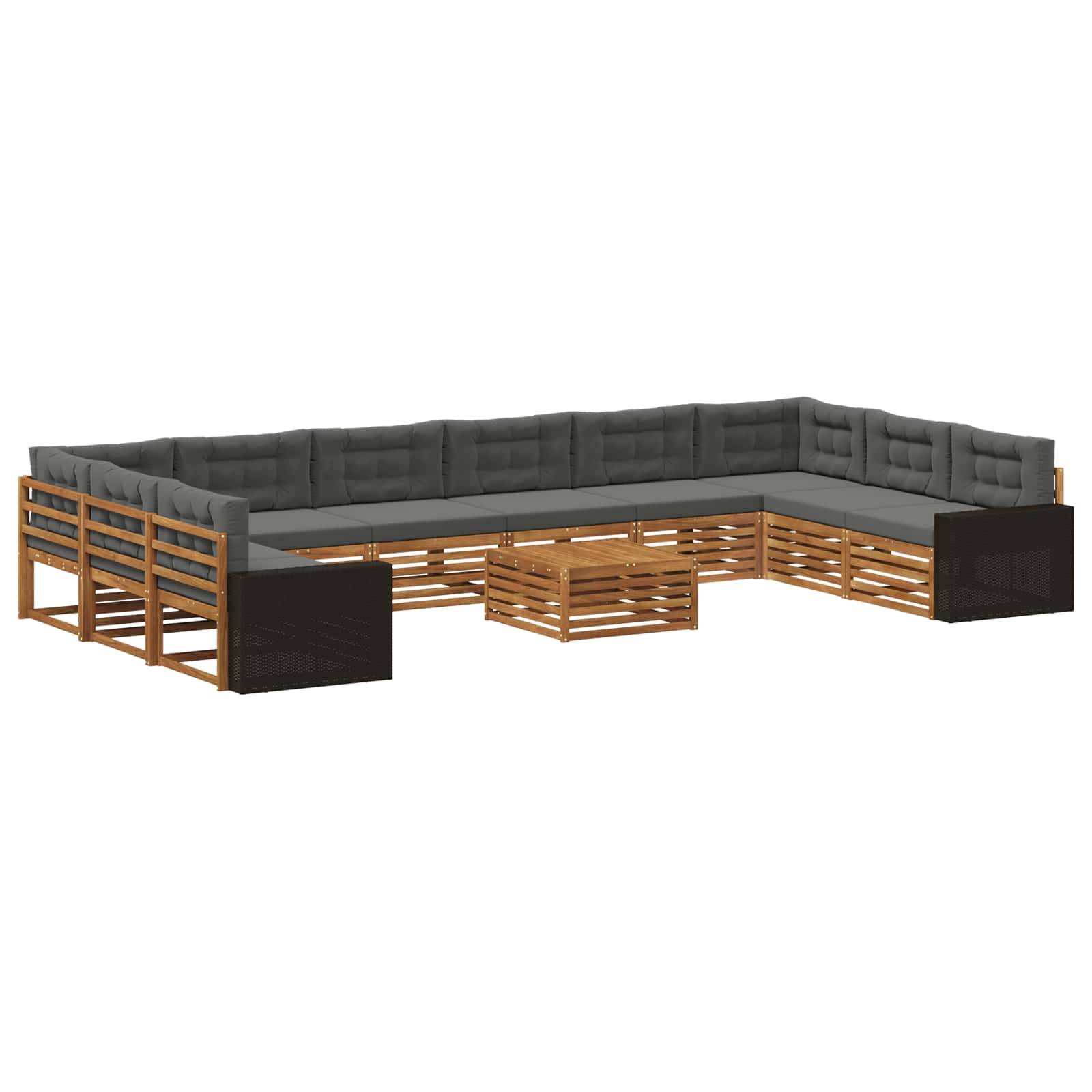 vidaXL Sofagarnituren mit Kissen 11 pcs Massivholz Akazie