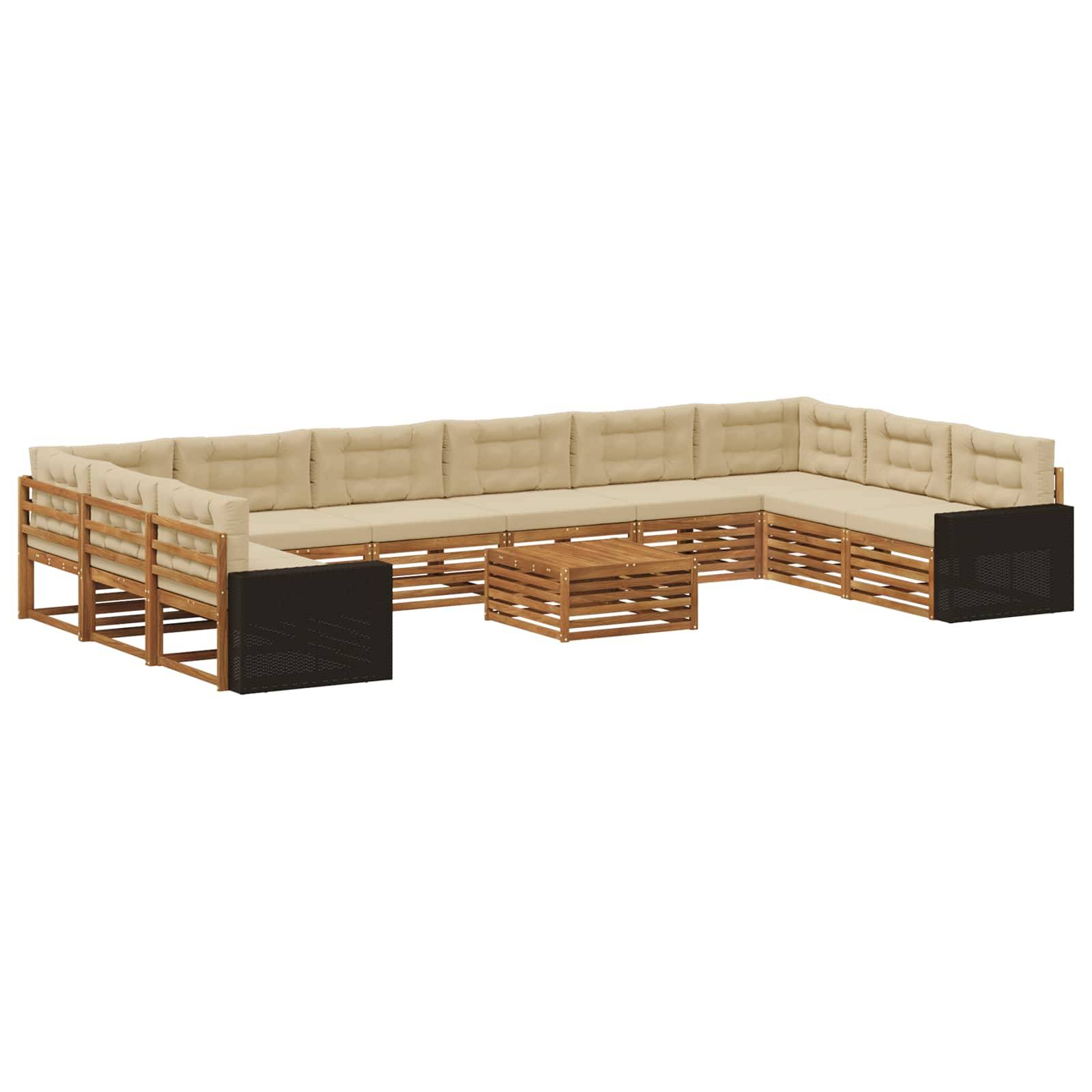 vidaXL Sofagarnituren mit Kissen 11 pcs Massivholz Akazie