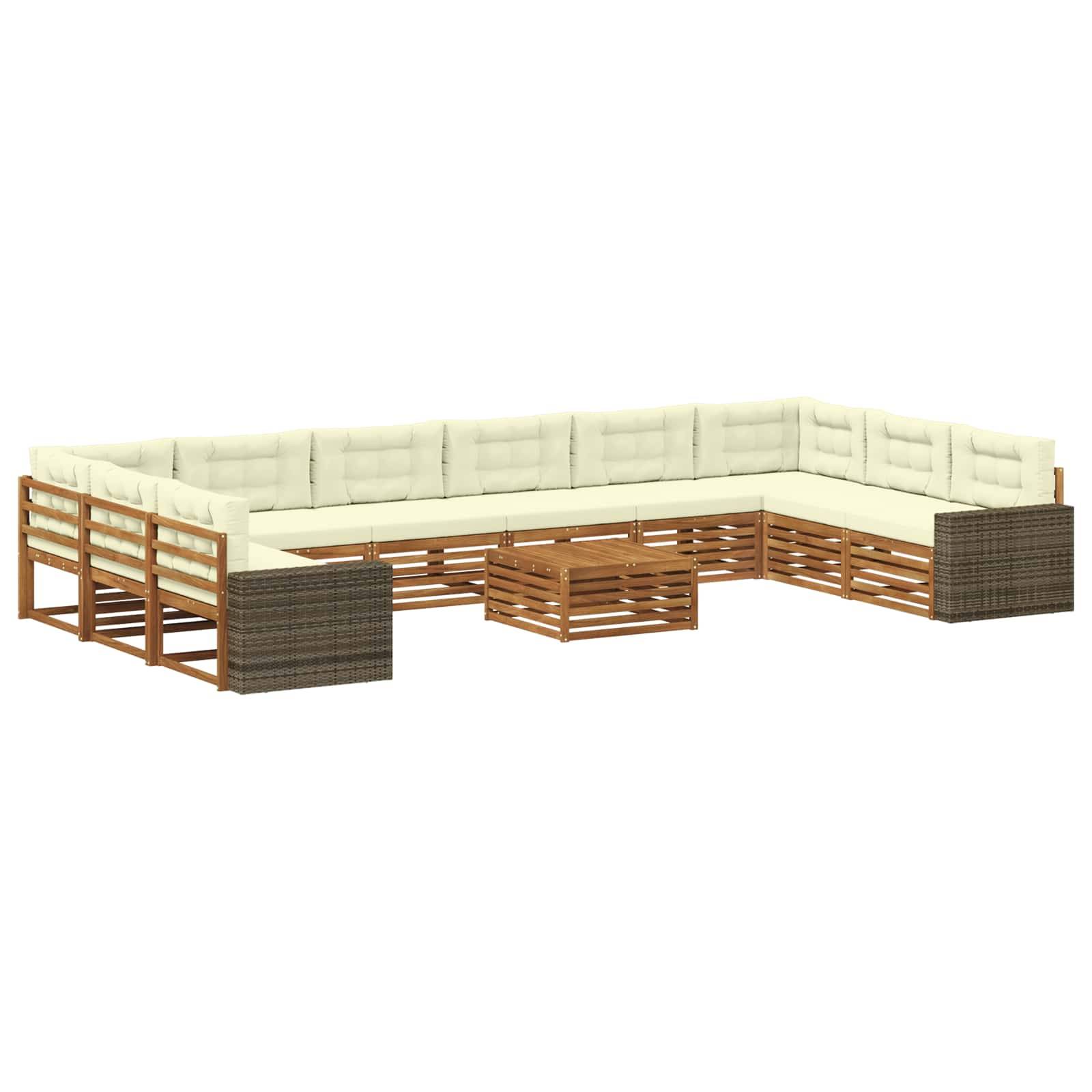 vidaXL Sofagarnituren mit Kissen 11 pcs Massivholz Akazie