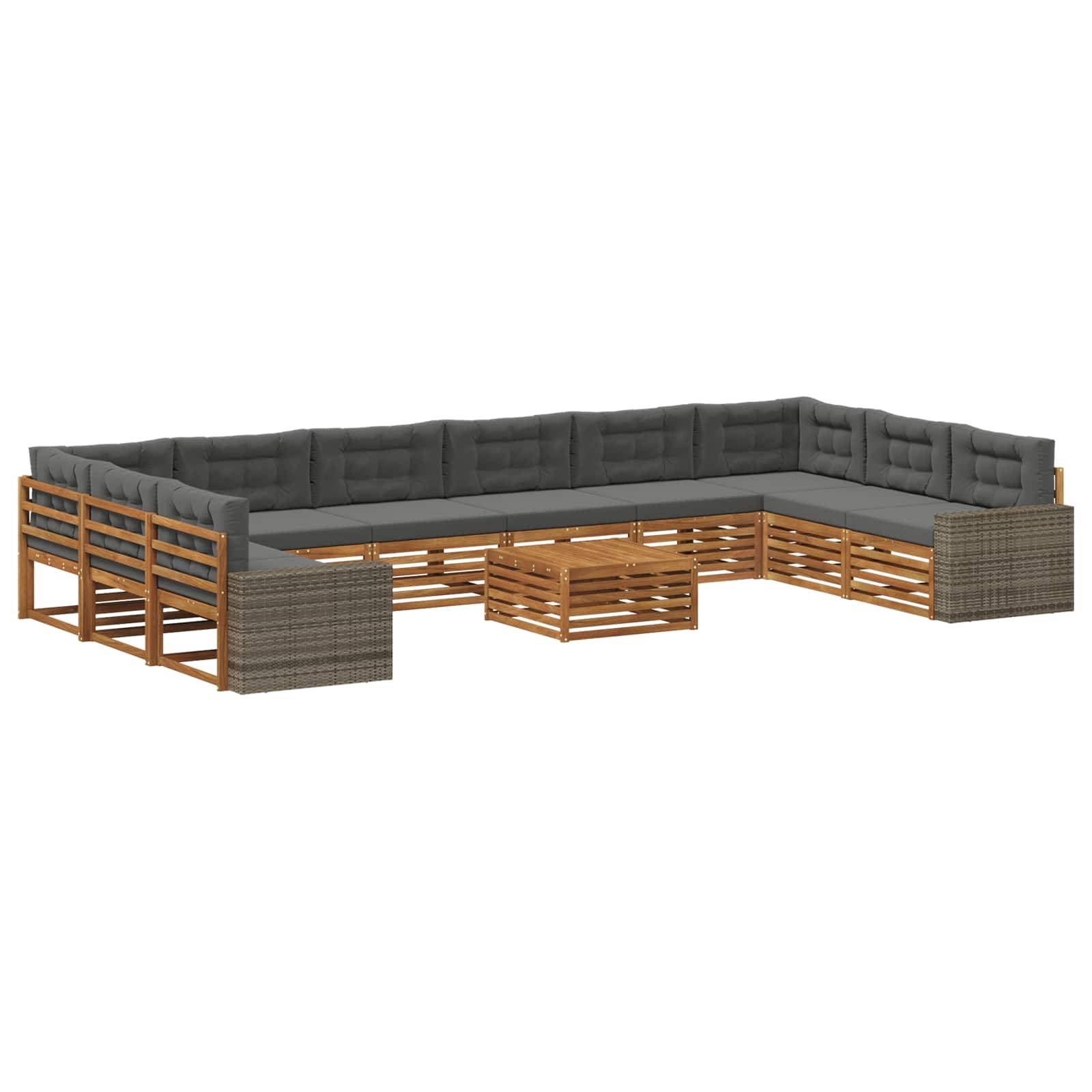 vidaXL Sofagarnituren mit Kissen 11 pcs Massivholz Akazie