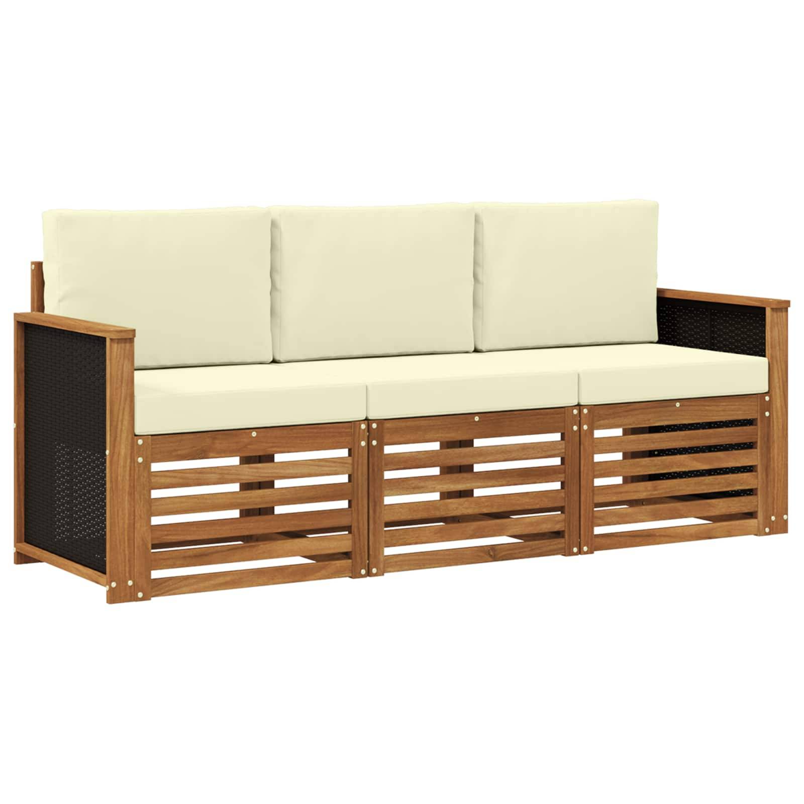vidaXL Sofagarnituren mit Kissen 3 pcs Massivholz Akazie