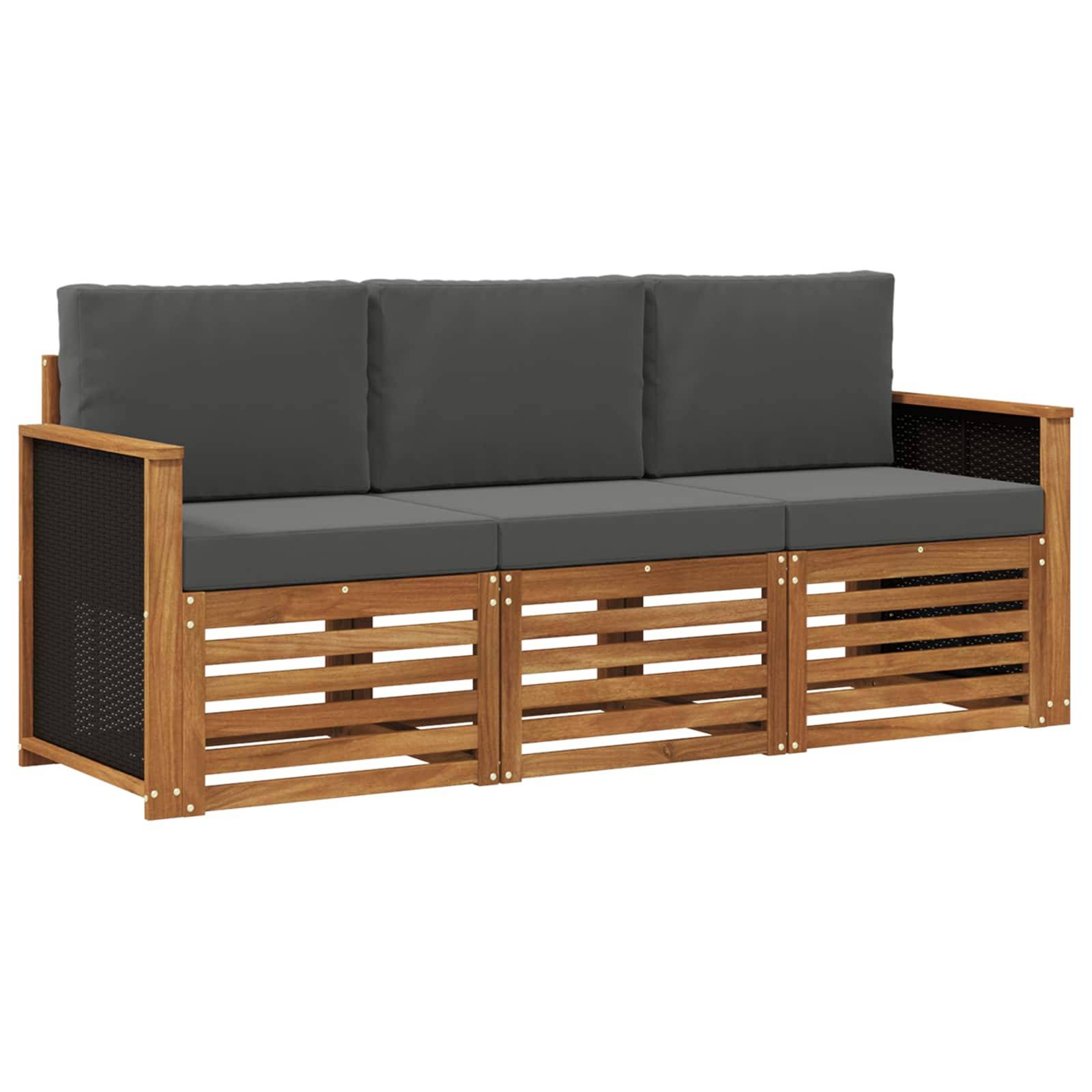 vidaXL Sofagarnituren mit Kissen 3 pcs Massivholz Akazie