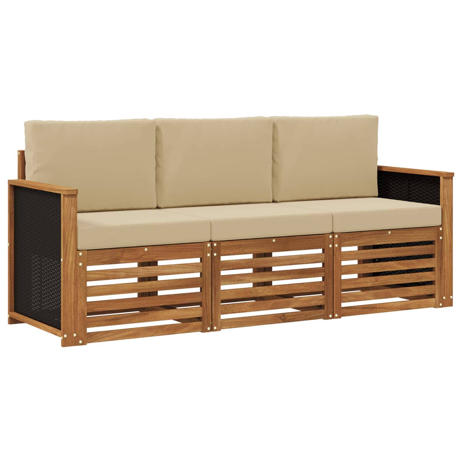 vidaXL Sofagarnituren mit Kissen 3 pcs Massivholz Akazie