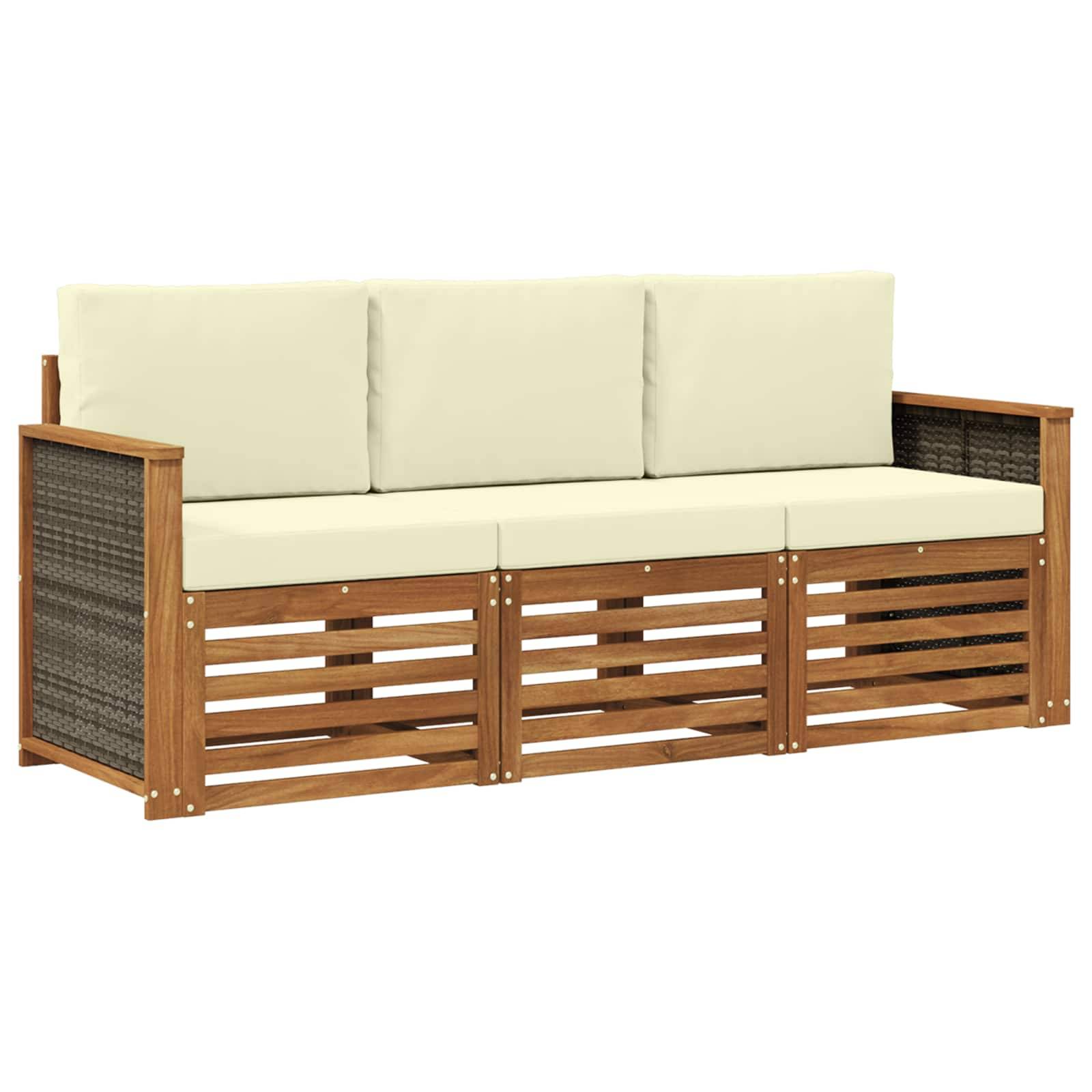 vidaXL Sofagarnituren mit Kissen 3 pcs Massivholz Akazie