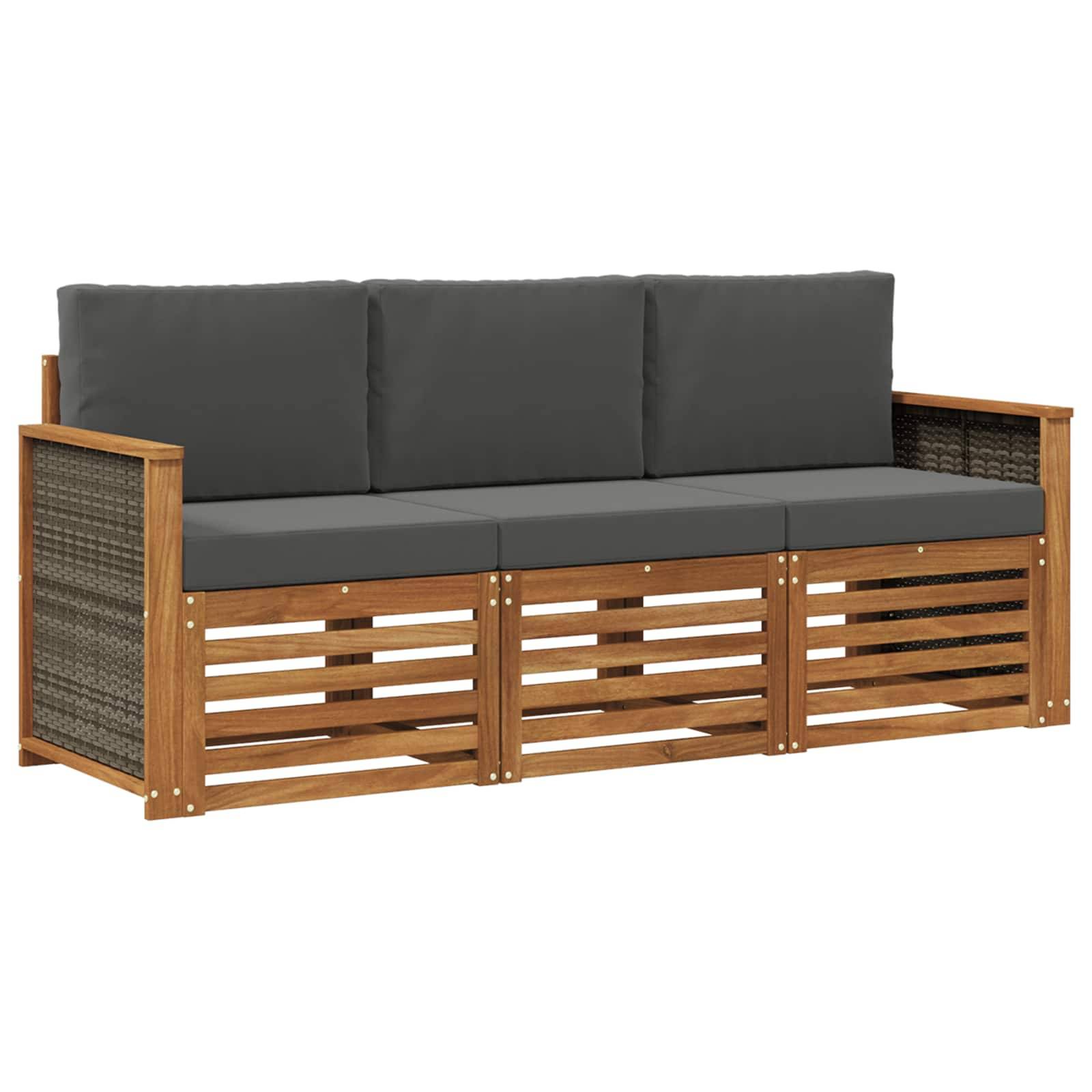 vidaXL Sofagarnituren mit Kissen 3 pcs Massivholz Akazie