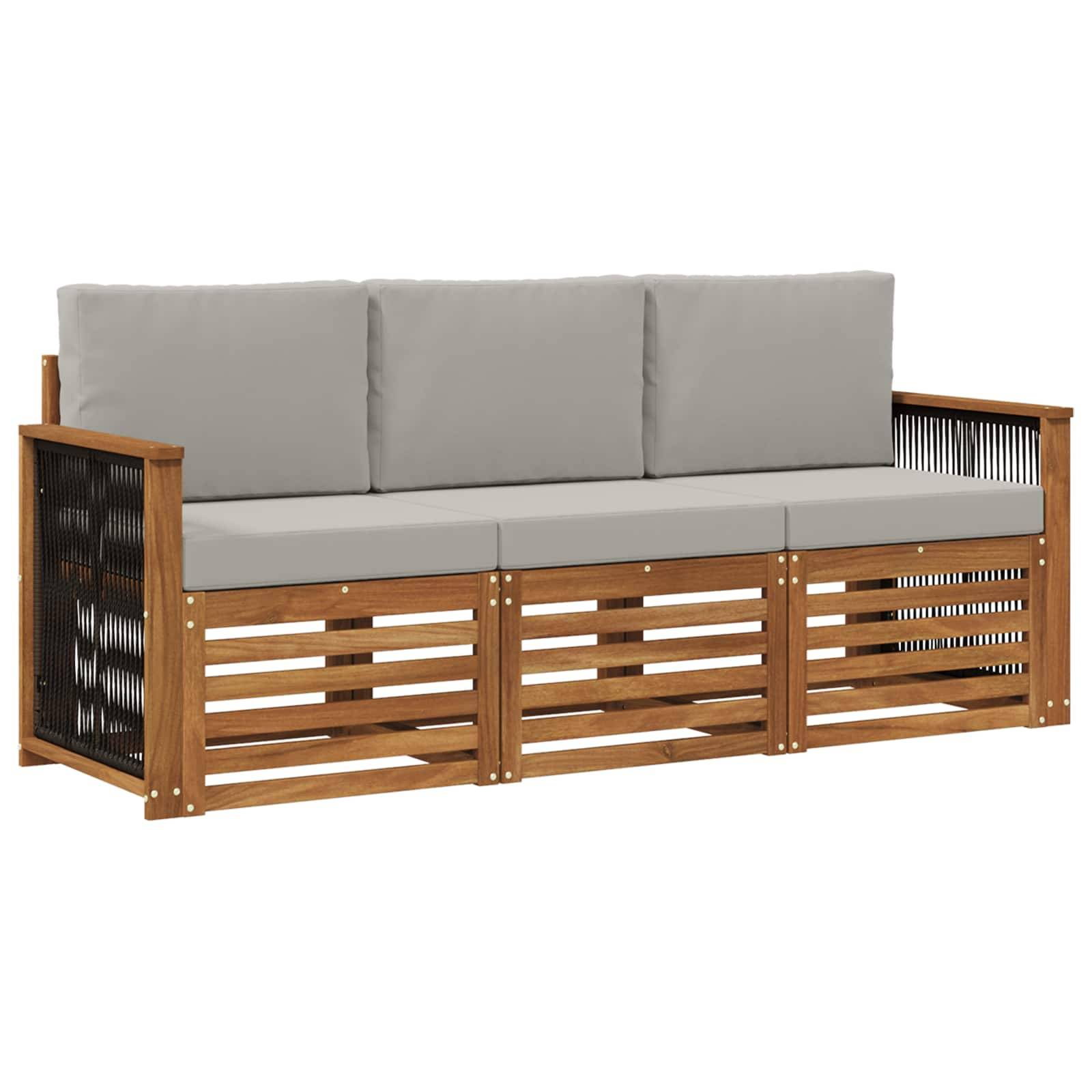 vidaXL Sofagarnituren mit Kissen 3 pcs Massivholz Akazie