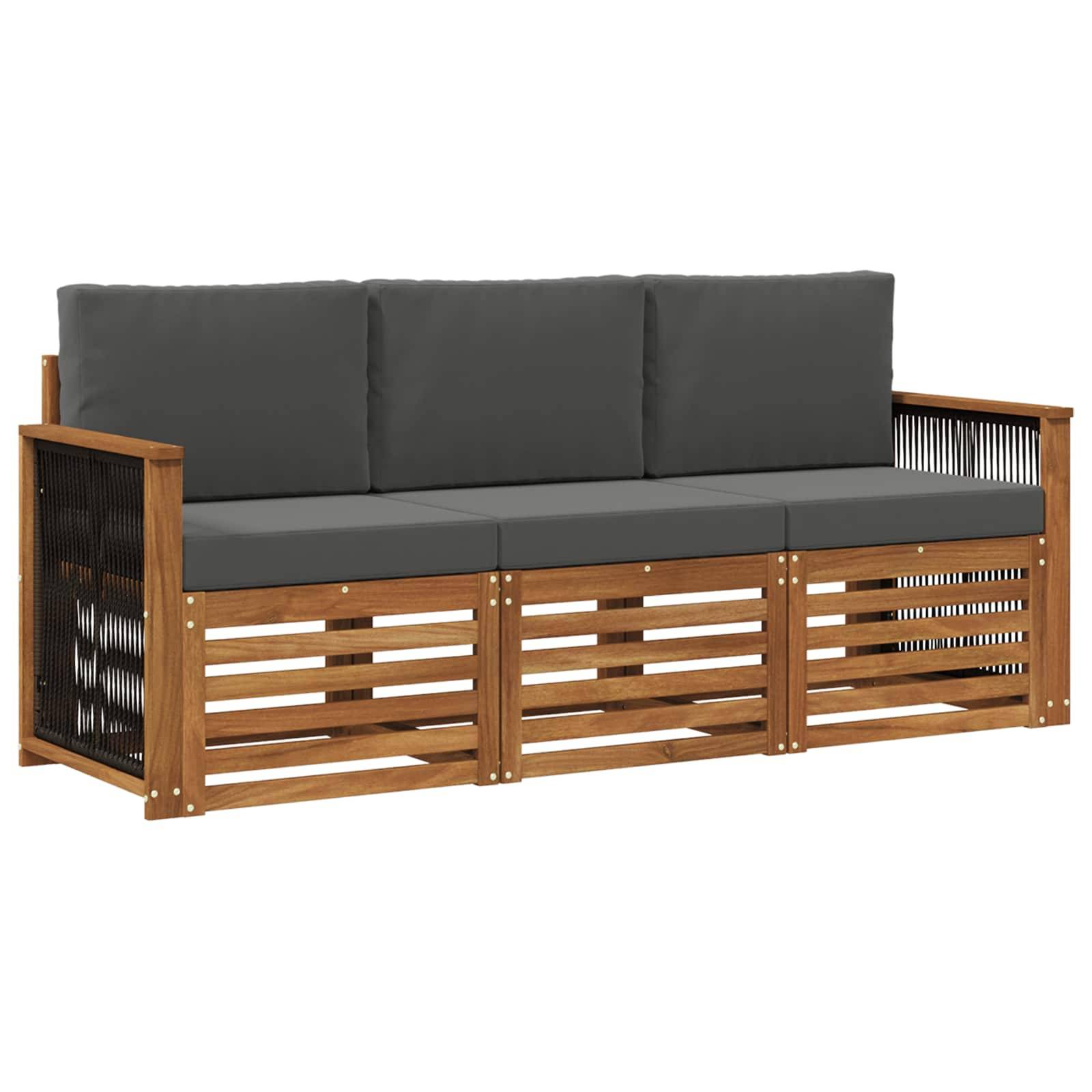 vidaXL Sofagarnituren mit Kissen 3 pcs Massivholz Akazie
