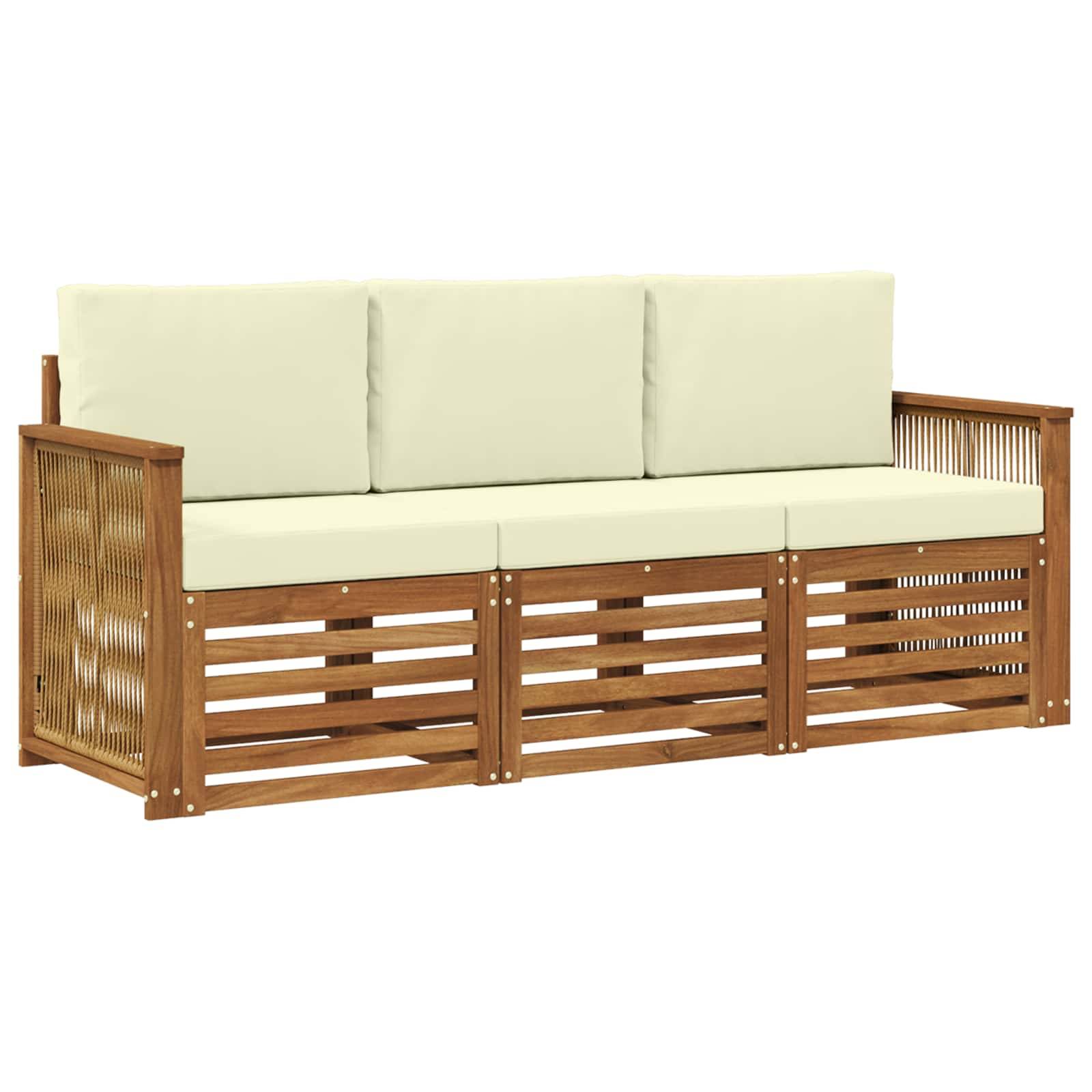 vidaXL Sofagarnituren mit Kissen 3 pcs Massivholz Akazie
