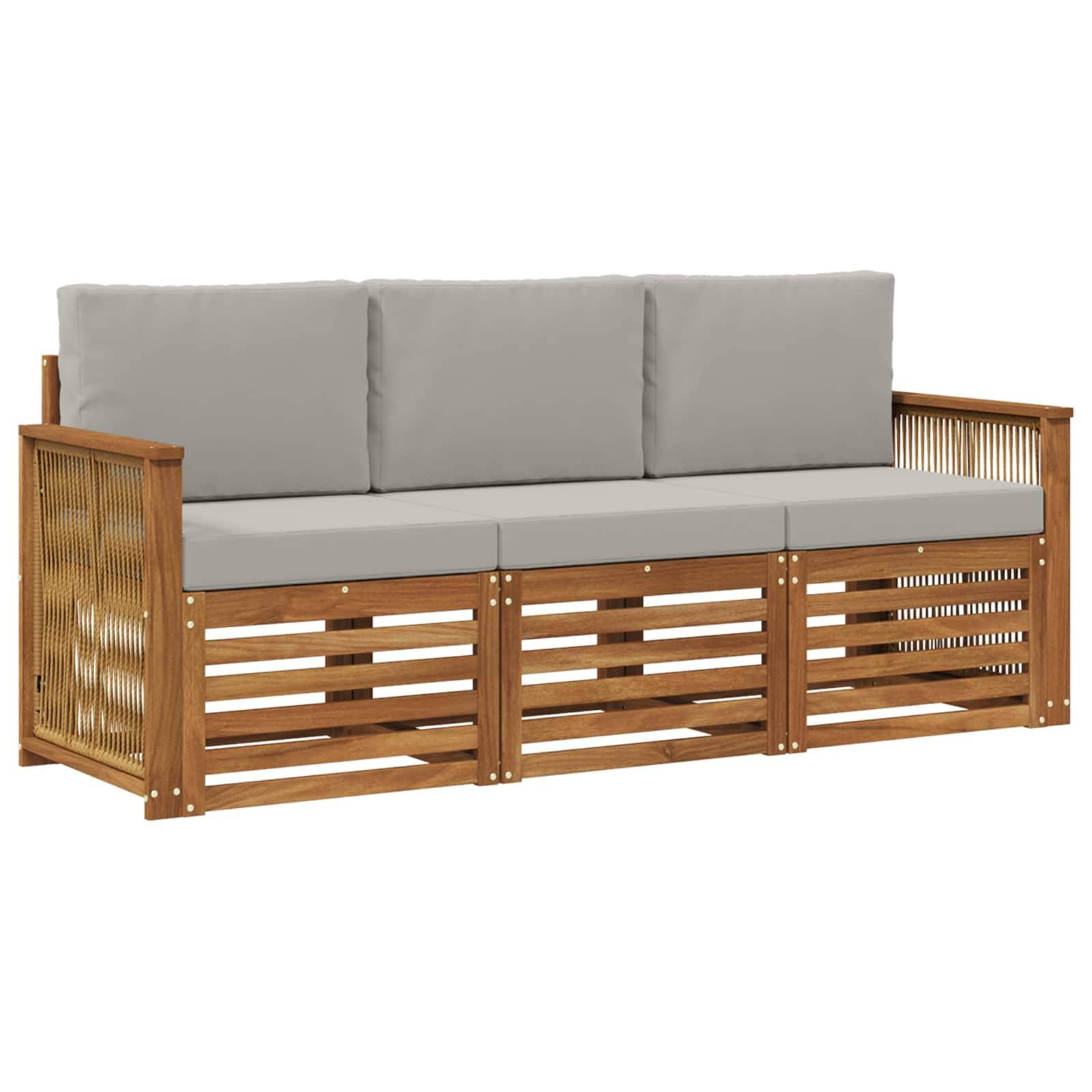 vidaXL Sofagarnituren mit Kissen 3 pcs Massivholz Akazie