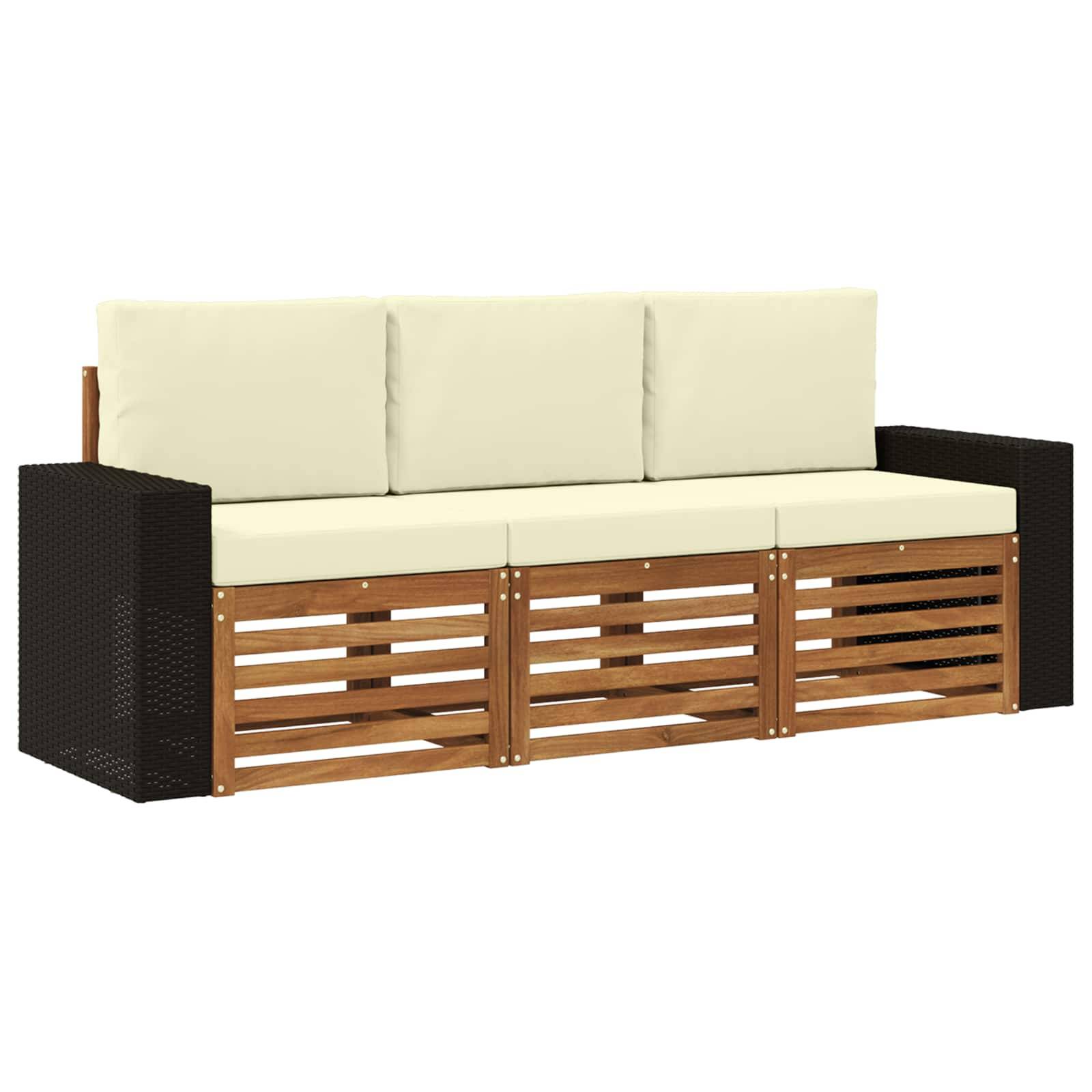 vidaXL Sofagarnituren mit Kissen 3 pcs Massivholz Akazie