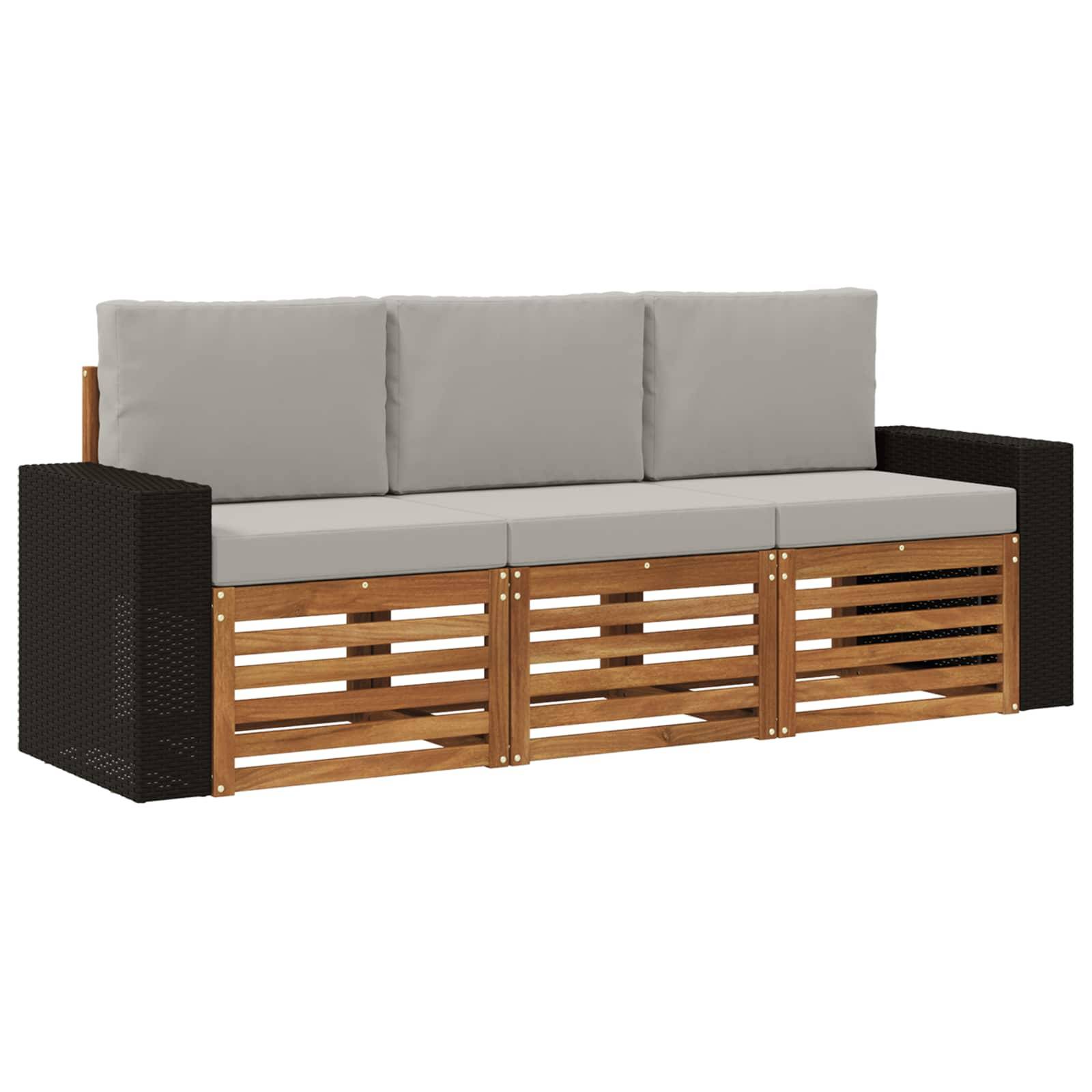 vidaXL Sofagarnituren mit Kissen 3 pcs Massivholz Akazie