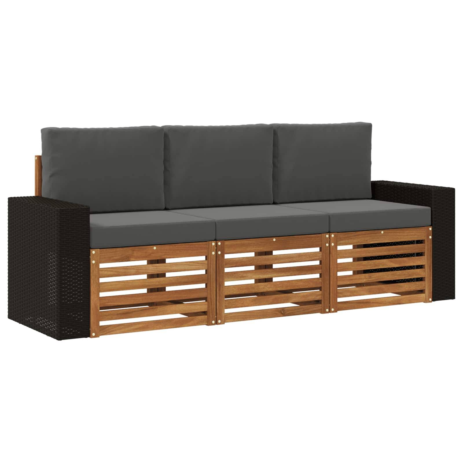 vidaXL Sofagarnituren mit Kissen 3 pcs Massivholz Akazie