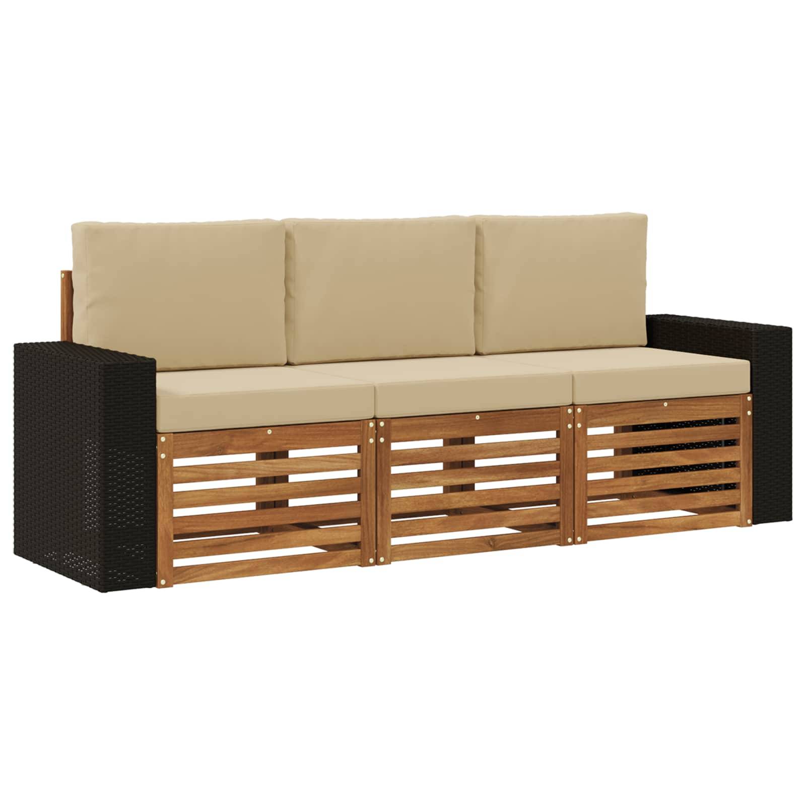 vidaXL Sofagarnituren mit Kissen 3 pcs Massivholz Akazie