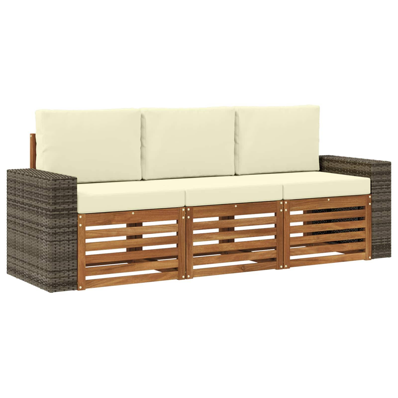 vidaXL Sofagarnituren mit Kissen 3 pcs Massivholz Akazie