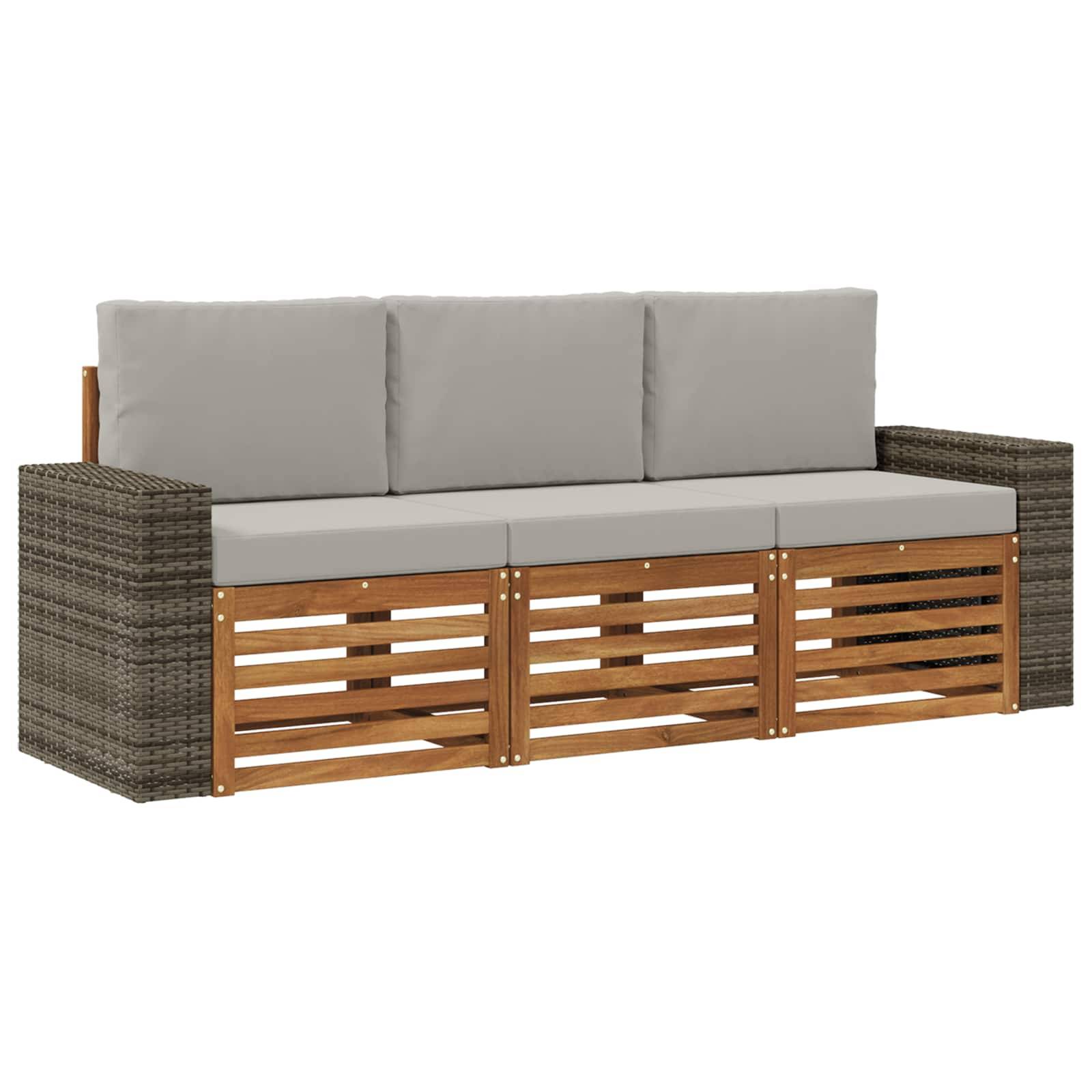 vidaXL Sofagarnituren mit Kissen 3 pcs Massivholz Akazie