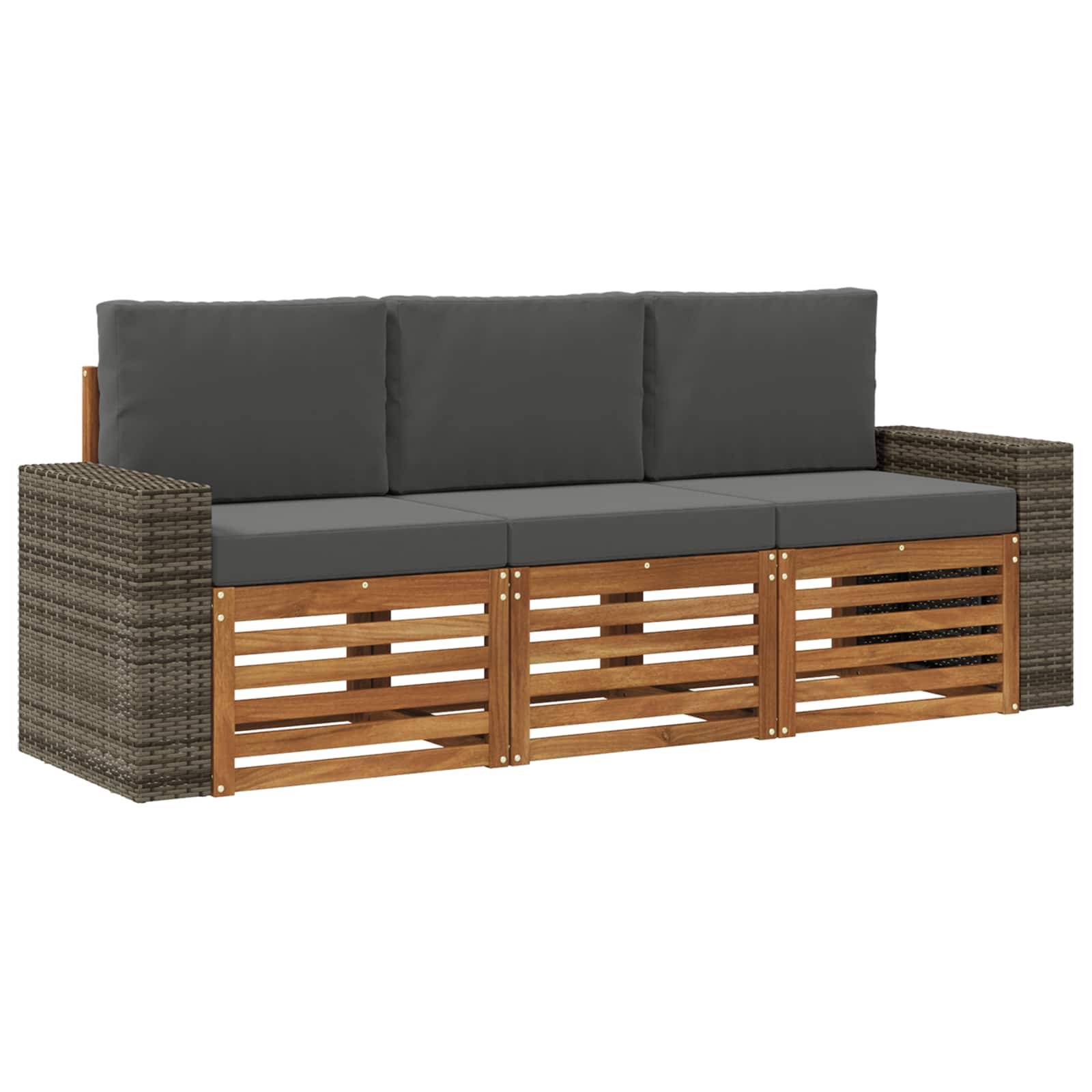 vidaXL Sofagarnituren mit Kissen 3 pcs Massivholz Akazie