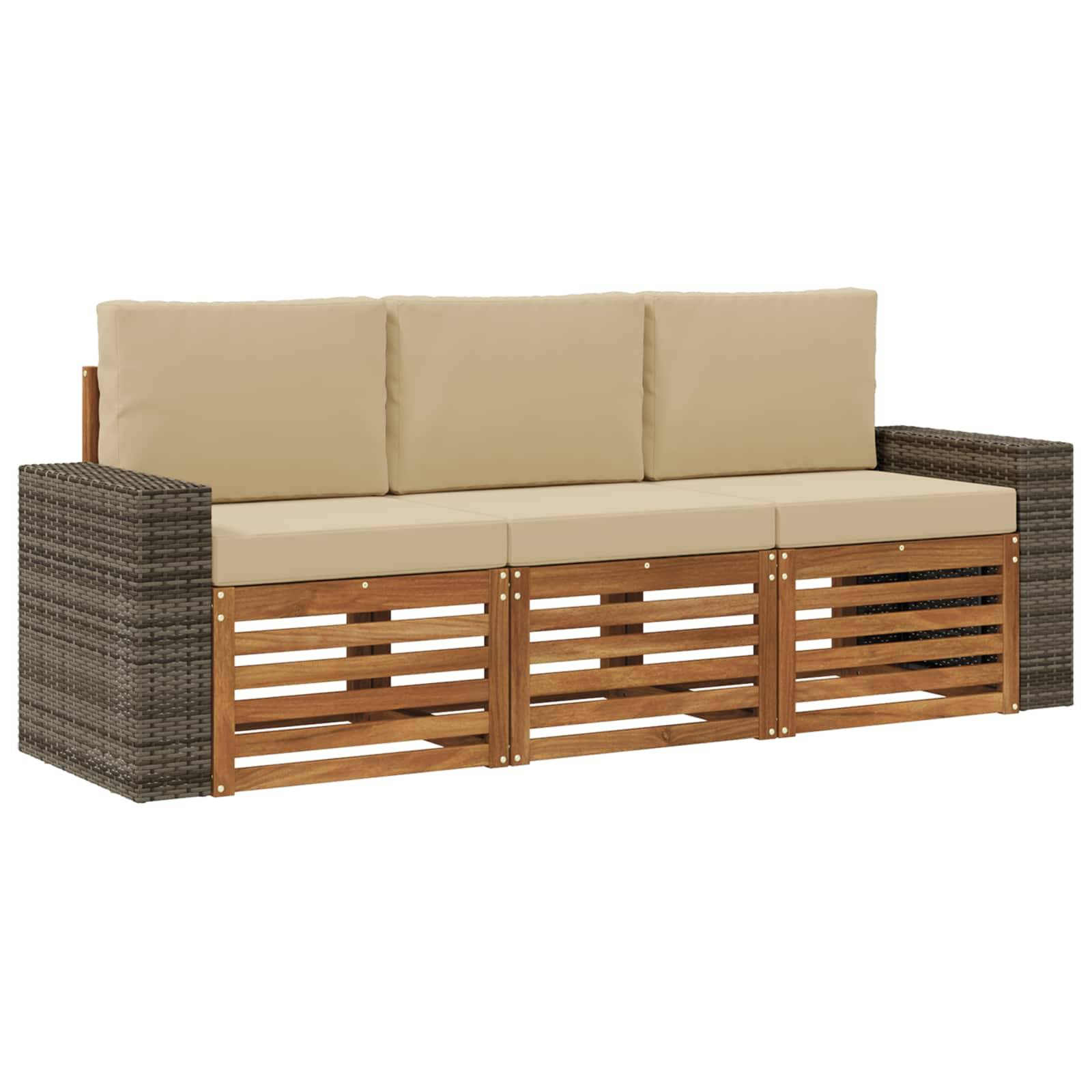 vidaXL Sofagarnituren mit Kissen 3 pcs Massivholz Akazie