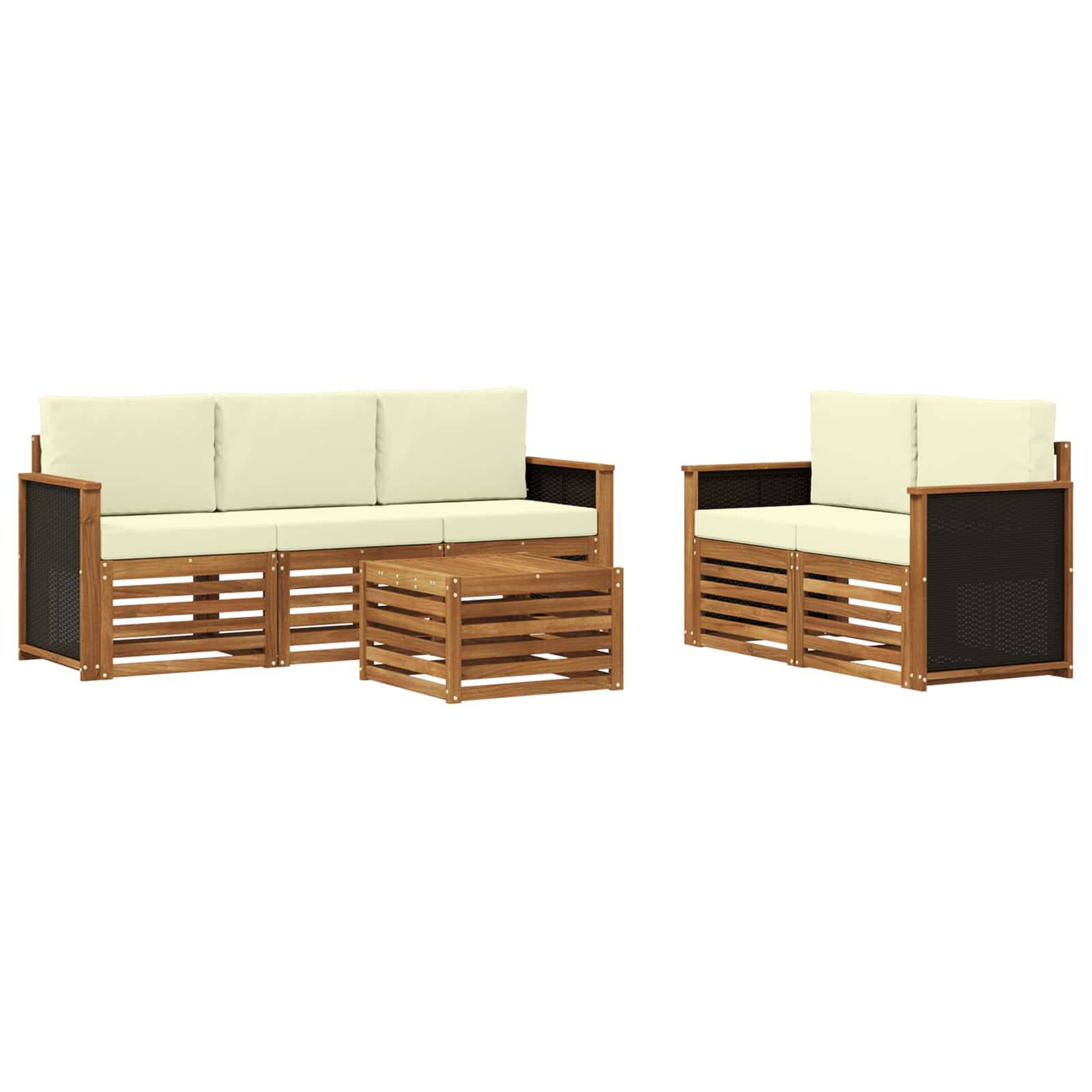 vidaXL Sofagarnituren mit Kissen 6 pcs Massivholz Akazie