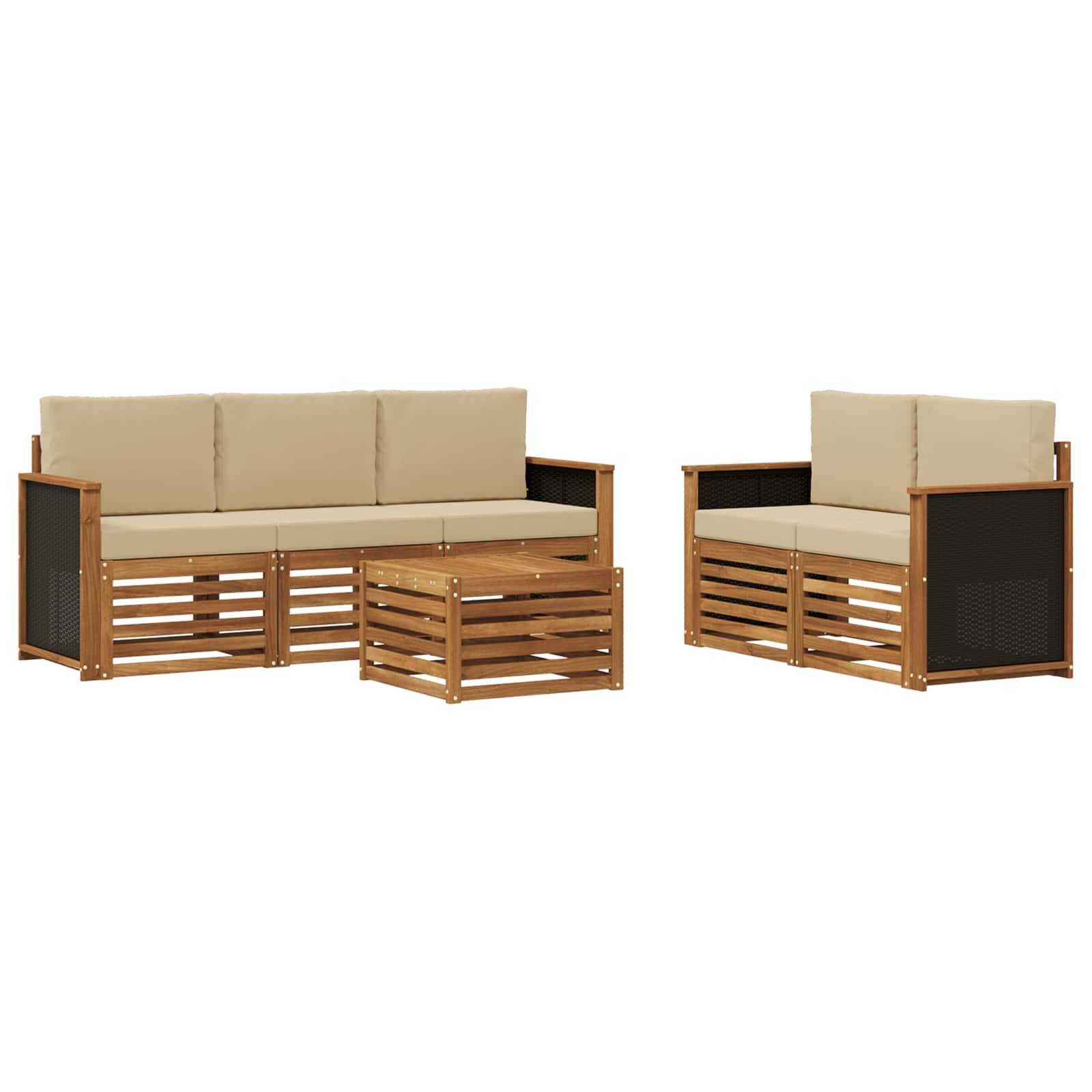 vidaXL Sofagarnituren mit Kissen 6 pcs Massivholz Akazie