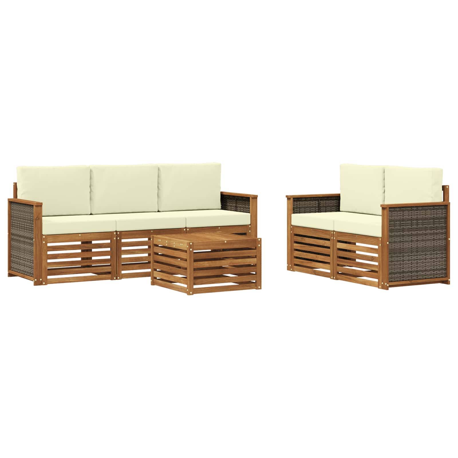 vidaXL Sofagarnituren mit Kissen 6 pcs Massivholz Akazie