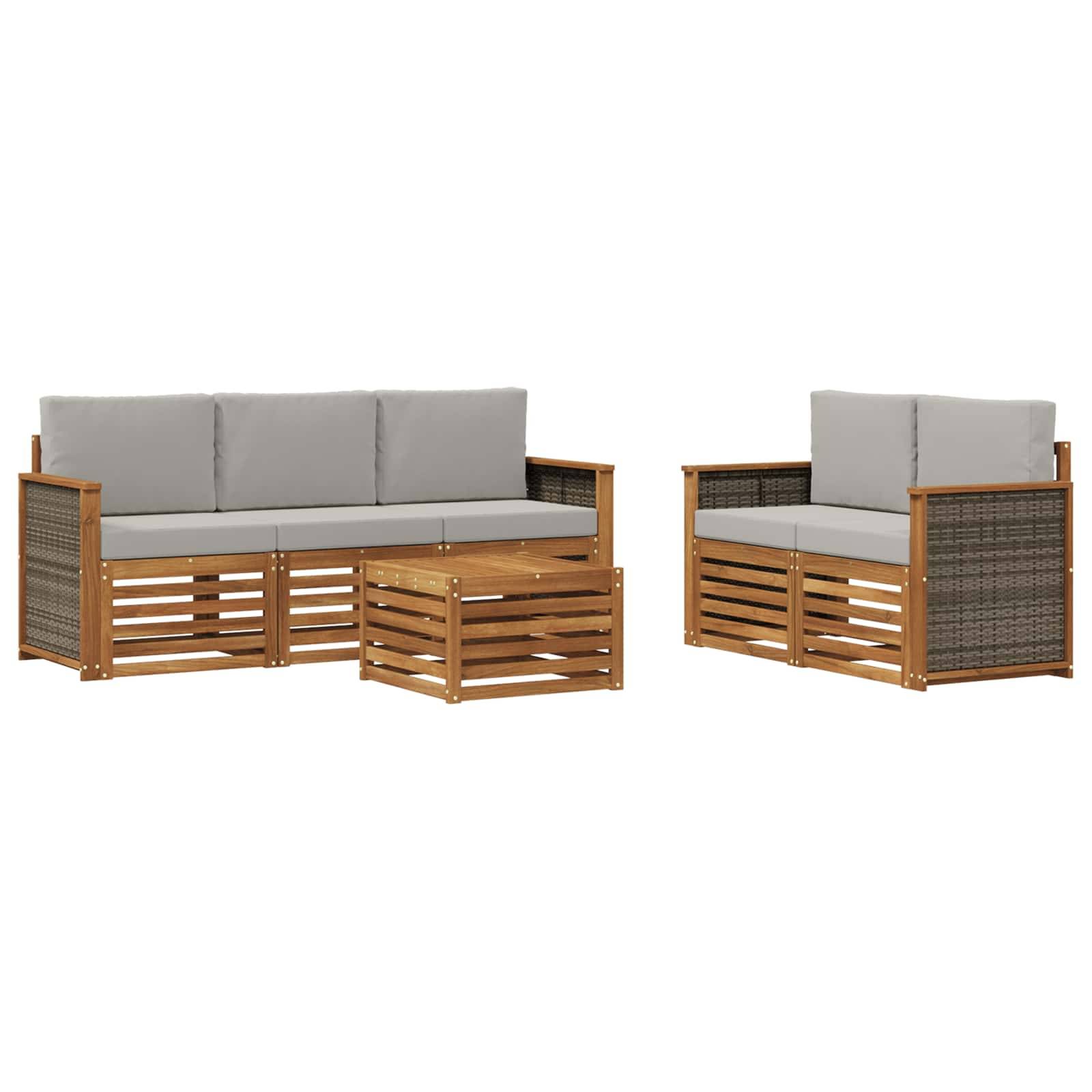 vidaXL Sofagarnituren mit Kissen 6 pcs Massivholz Akazie