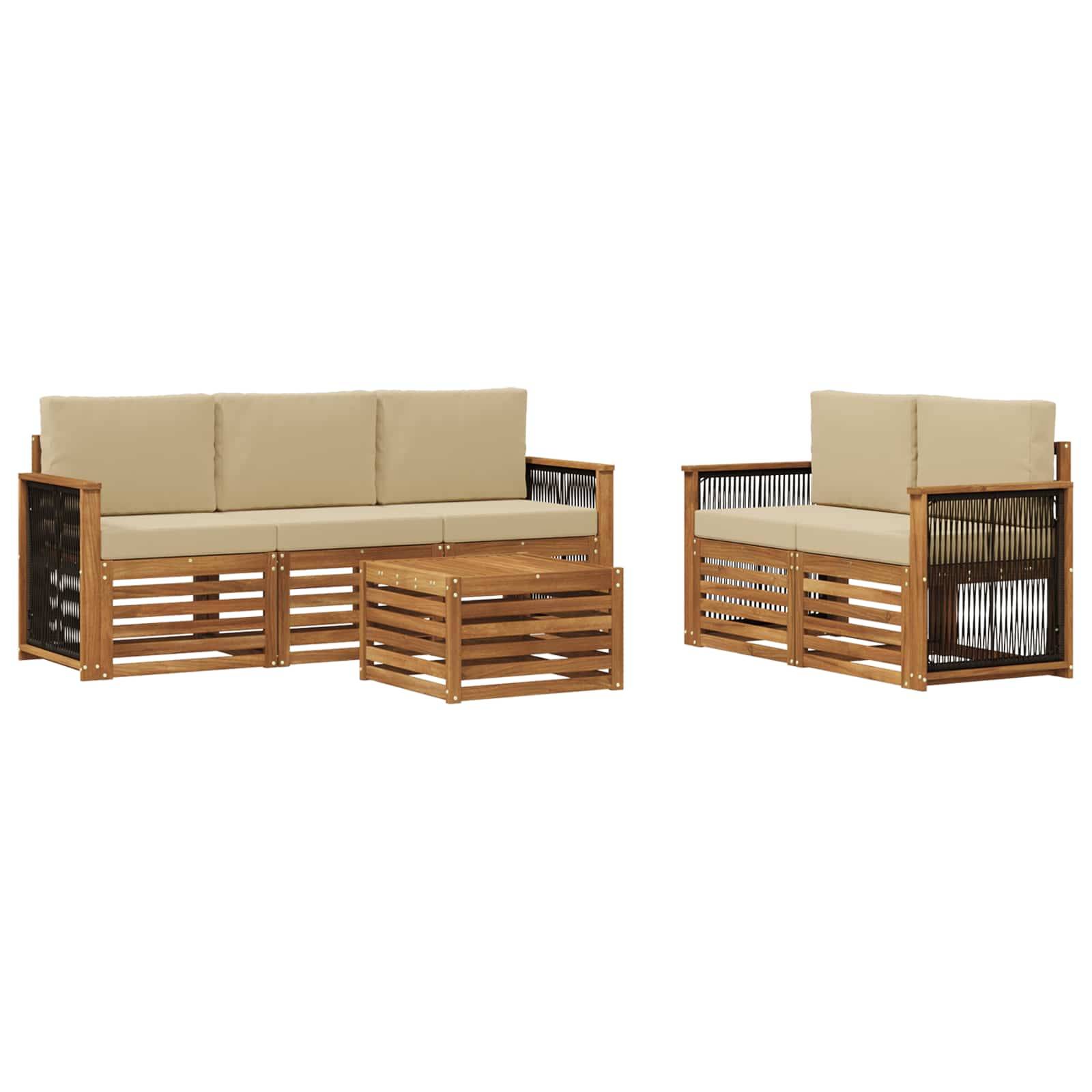 vidaXL Sofagarnituren mit Kissen 6 pcs Massivholz Akazie